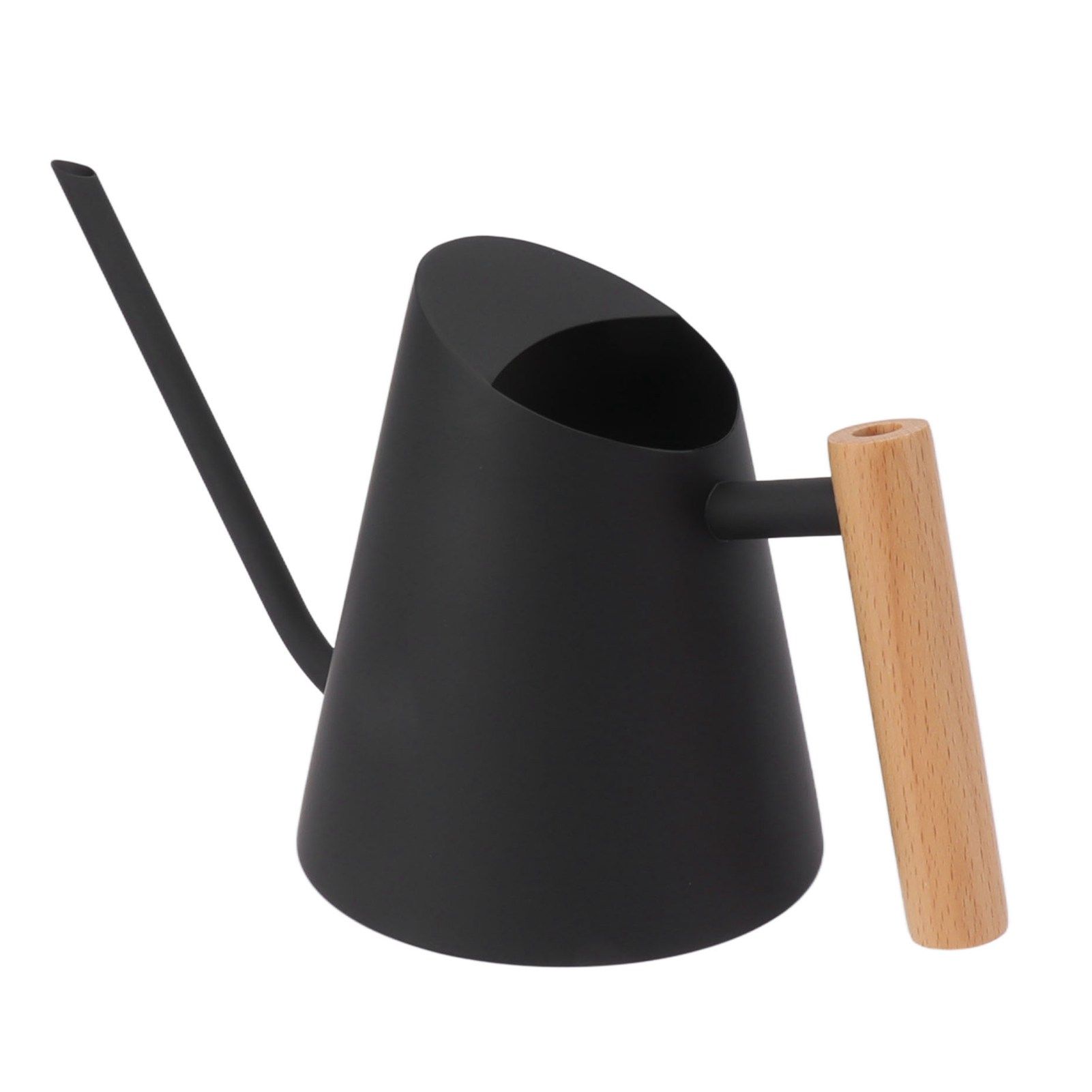 Watering Can with Long Spout Rustproof Stainless Steel Watering Pot with Wooden Handle for Garden Bonsai Indoor Outdoor Black - Image 2