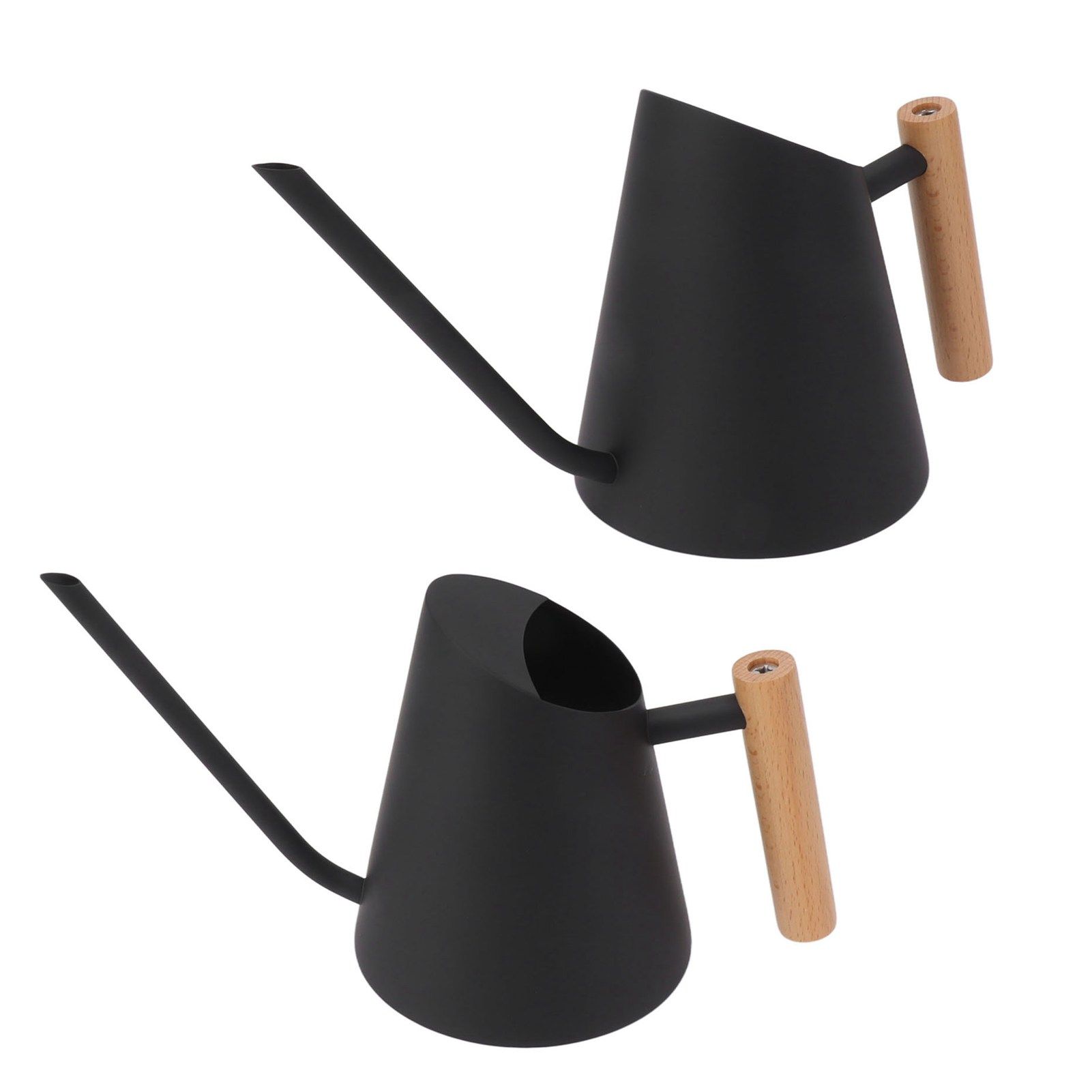 Watering Can with Long Spout Rustproof Stainless Steel Watering Pot with Wooden Handle for Garden Bonsai Indoor Outdoor Black - Image 7