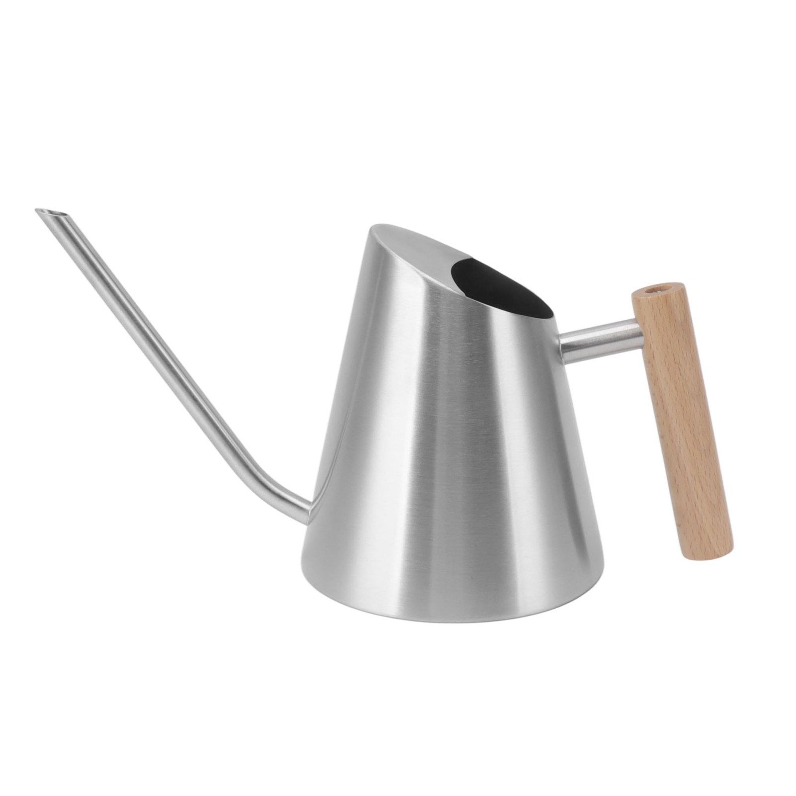 Watering Can with Long Spout Rustproof Stainless Steel Watering Pot with Wooden Handle for Garden Bonsai Indoor Outdoor Silver - Image 1