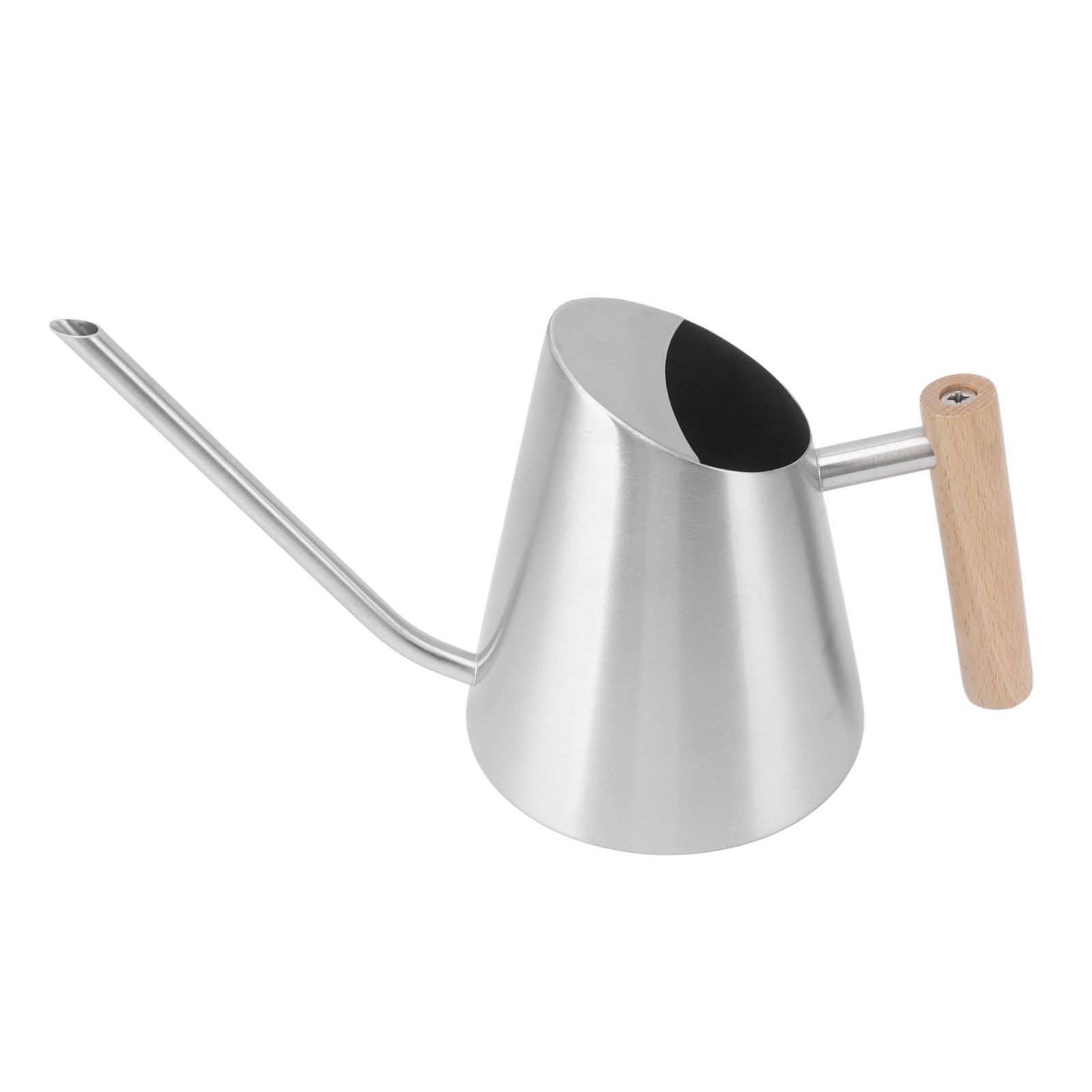 Watering Can with Long Spout Rustproof Stainless Steel Watering Pot with Wooden Handle for Garden Bonsai Indoor Outdoor Silver - Image 3