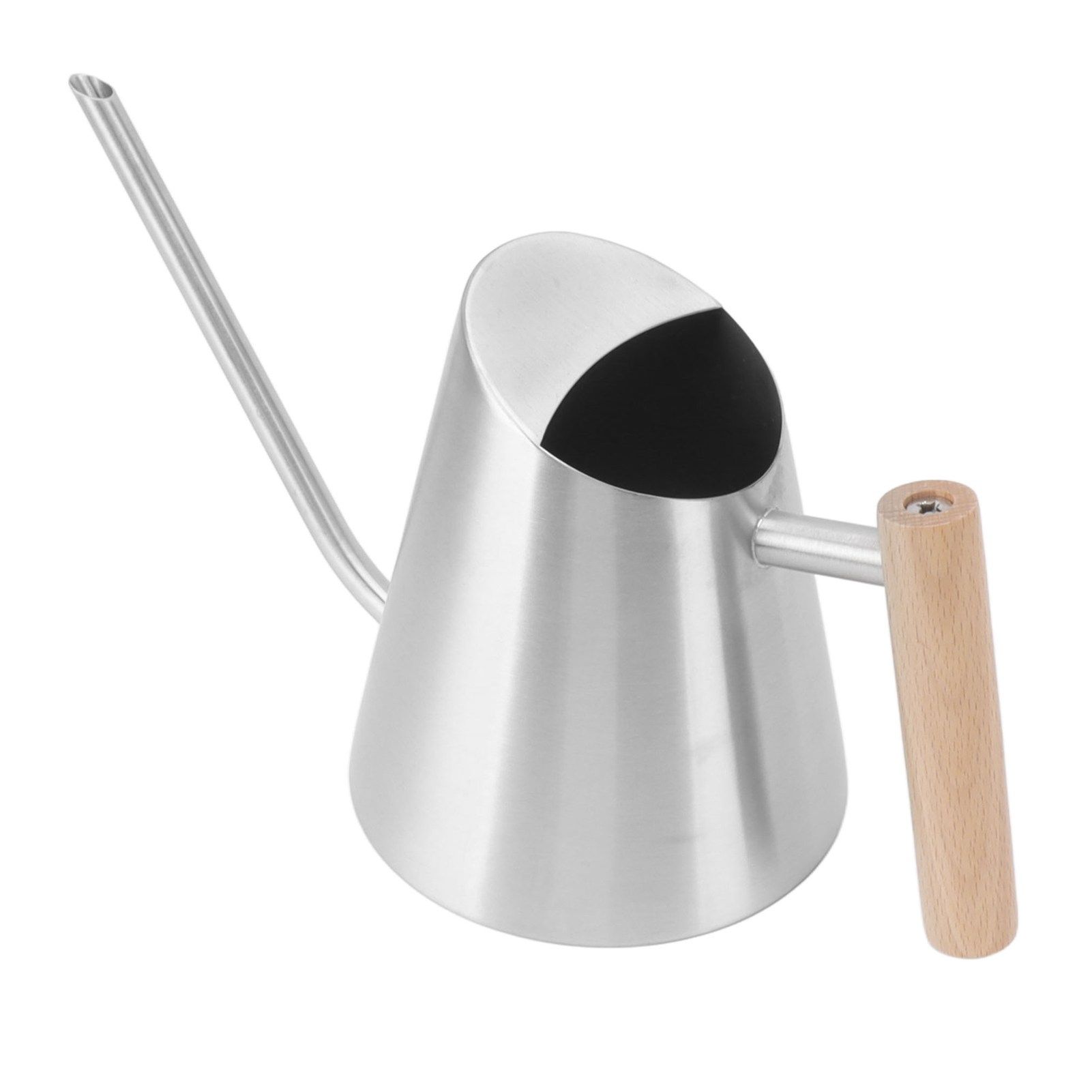 Watering Can with Long Spout Rustproof Stainless Steel Watering Pot with Wooden Handle for Garden Bonsai Indoor Outdoor Silver - Image 4