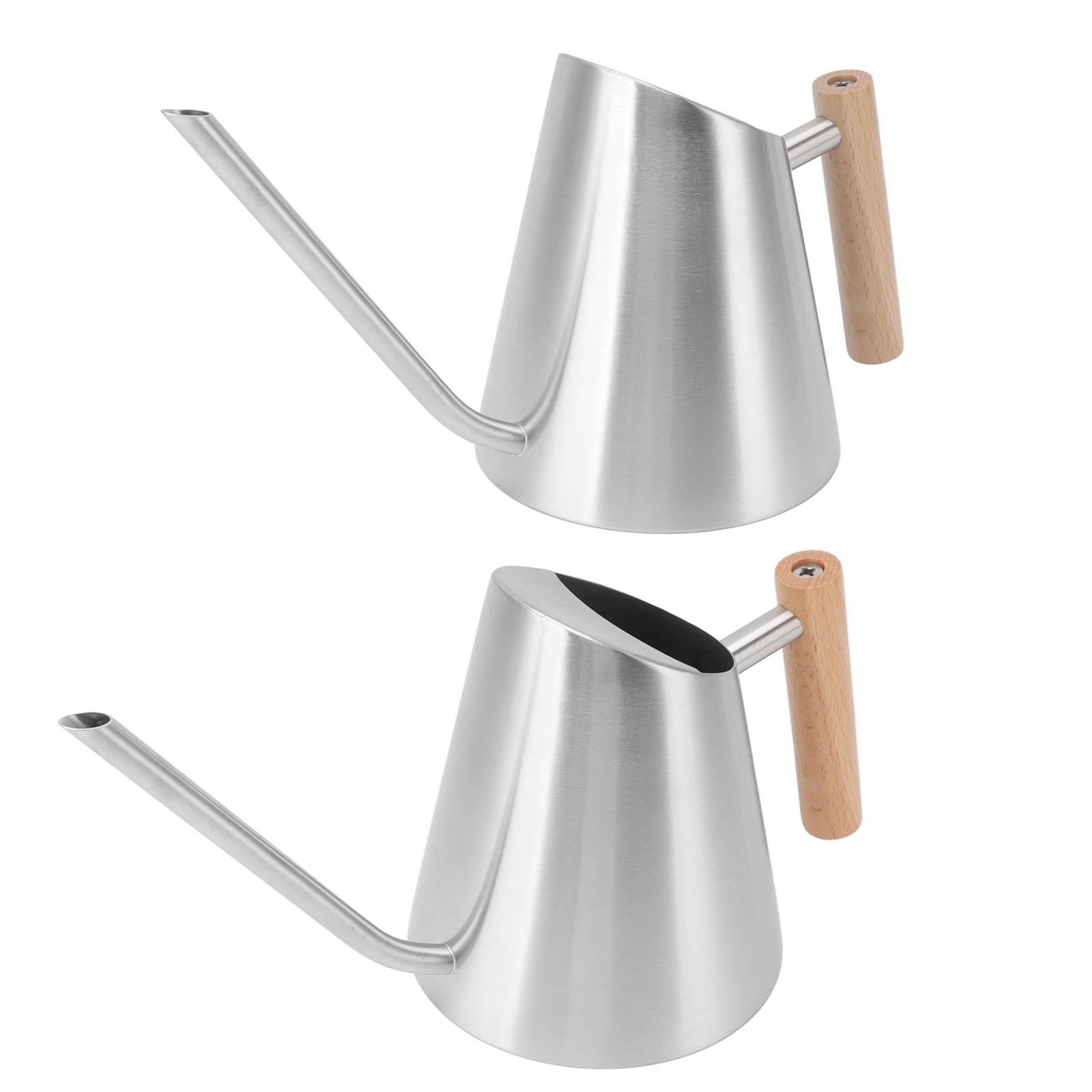Watering Can with Long Spout Rustproof Stainless Steel Watering Pot with Wooden Handle for Garden Bonsai Indoor Outdoor Silver - Image 7