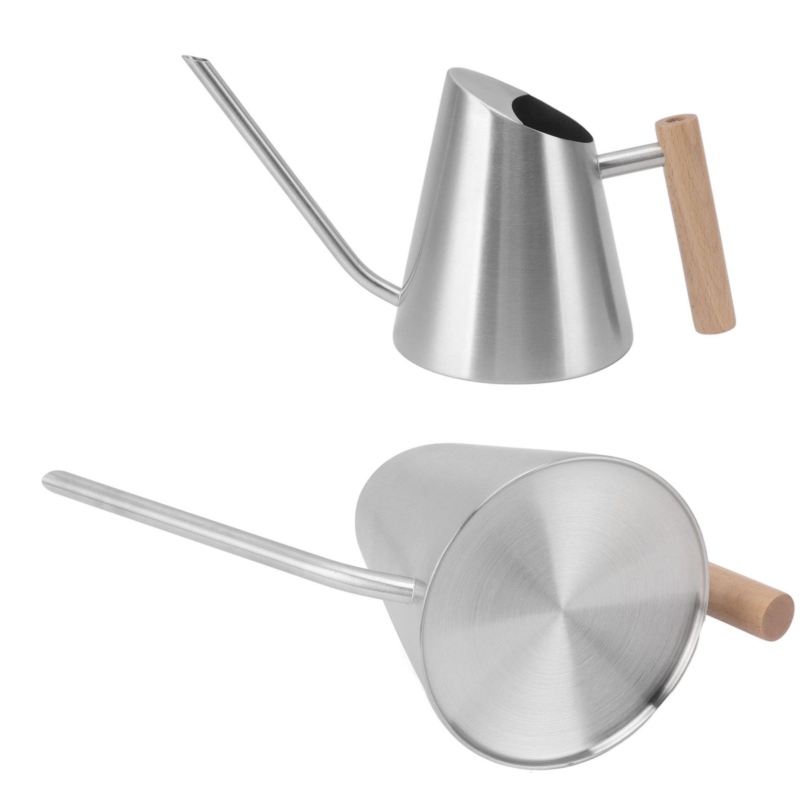 Watering Can with Long Spout Rustproof Stainless Steel Watering Pot with Wooden Handle for Garden Bonsai Indoor Outdoor Silver - Image 8