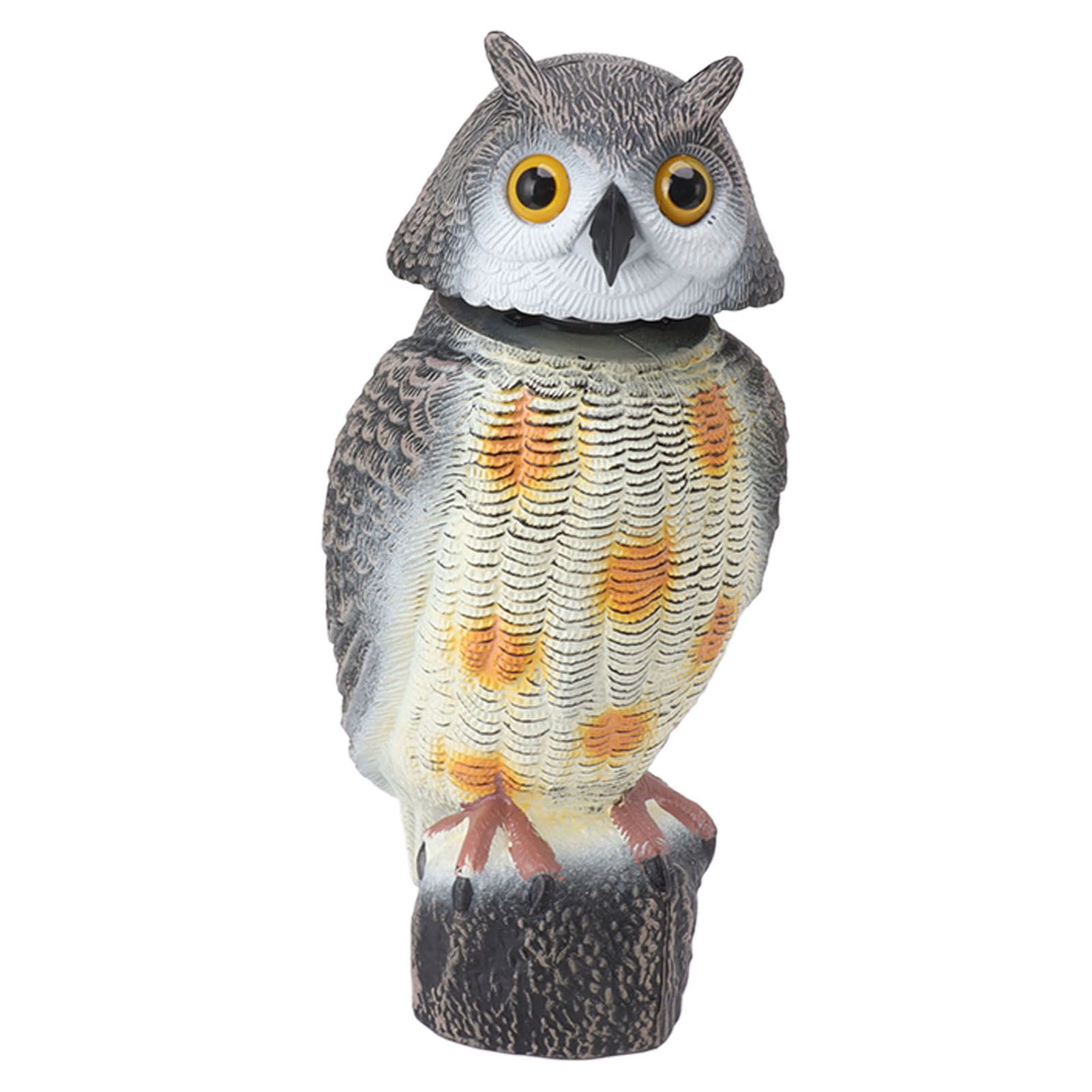 Fake Owl Statue Plastic Owl Bird Deterrents Scarecrow Owl Decoy with Shaking Head Bird Repel for Outdoor Garden Yard - Image 2