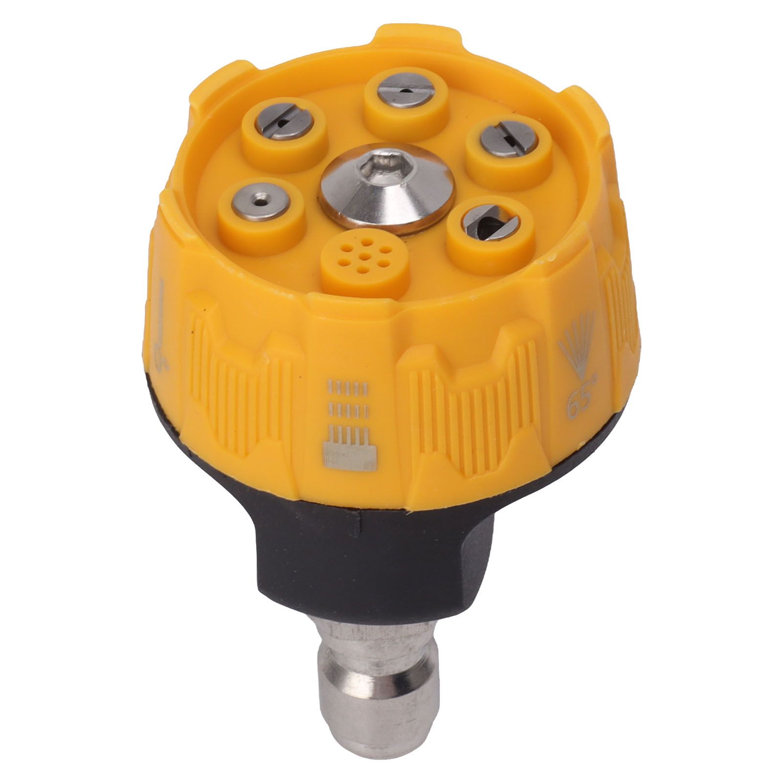 Pressure Washer Spray Nozzle 6 in 1 Multifunctional Adjustable Nozzle 1/4 Plug Interface Connect Tip Black and Yellow - Image 2