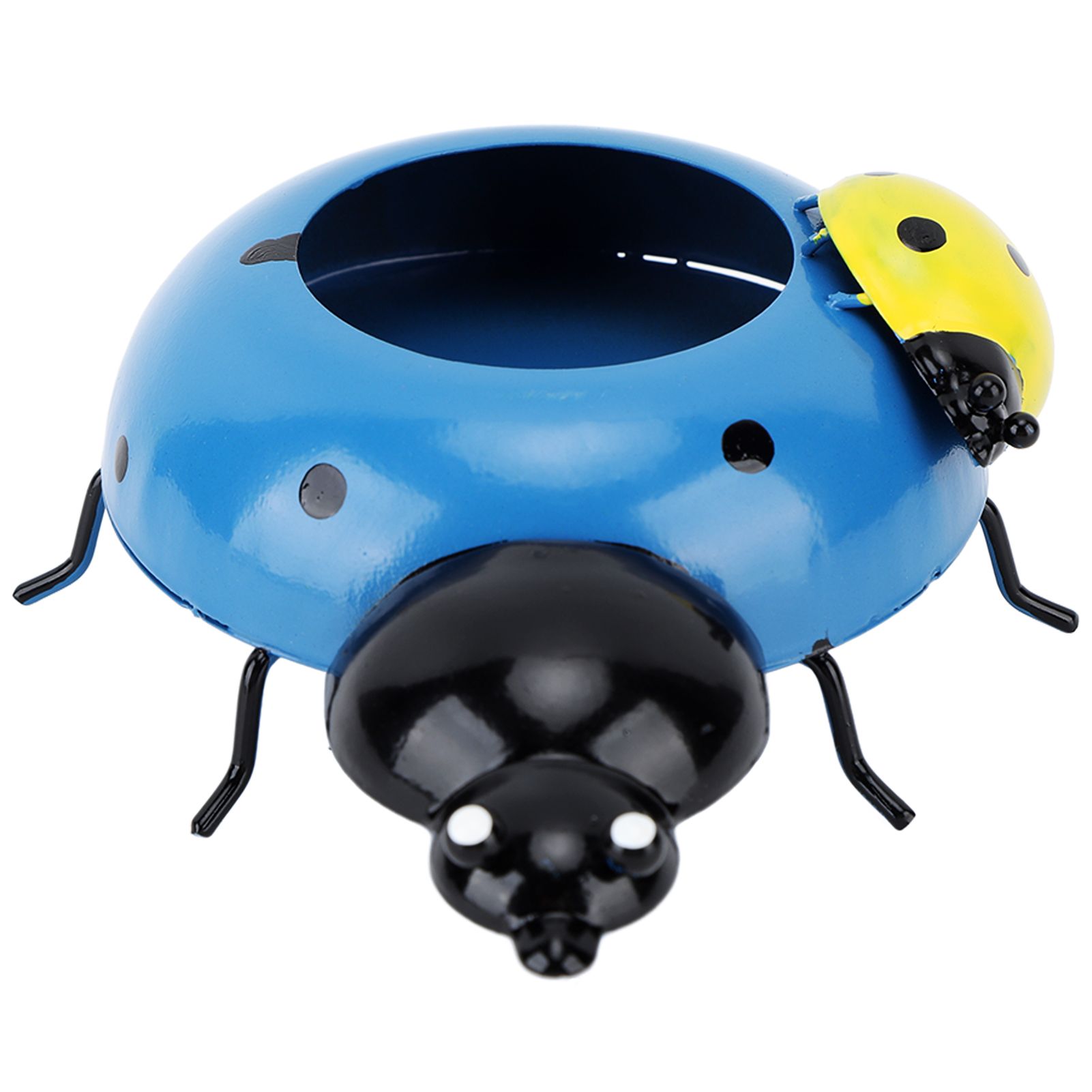 5.4cm Diameter Flower Pot Decor Ladybug Shaped Smoothing Surfaces Iron Planter Pot for Garden Blue - Image 1