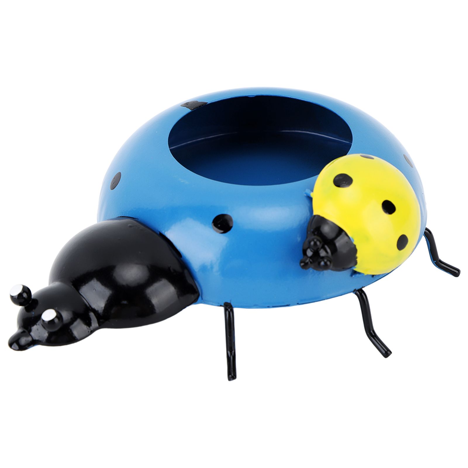 5.4cm Diameter Flower Pot Decor Ladybug Shaped Smoothing Surfaces Iron Planter Pot for Garden Blue - Image 3