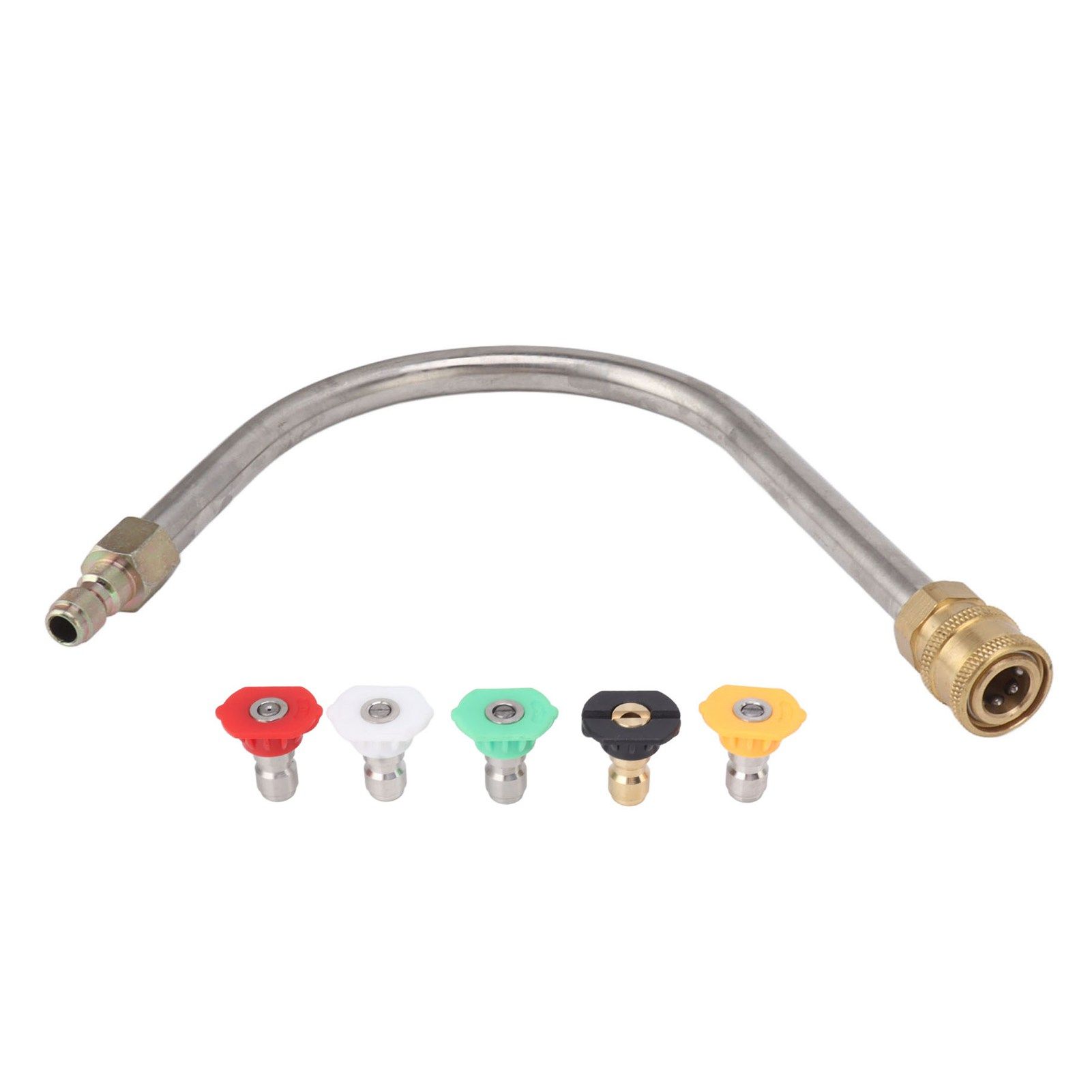 Pressure Washer Extension Wand Stainless Steel Brass 4000psi 1/4 Inch Quick Connect Power Washer Curved Rod Spray Lance for Replacement U Shaped with 5 Nozzles - Image 2