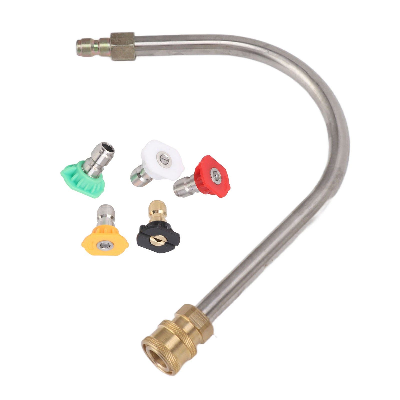 Pressure Washer Extension Wand Stainless Steel Brass 4000psi 1/4 Inch Quick Connect Power Washer Curved Rod Spray Lance for Replacement U Shaped with 5 Nozzles - Image 3