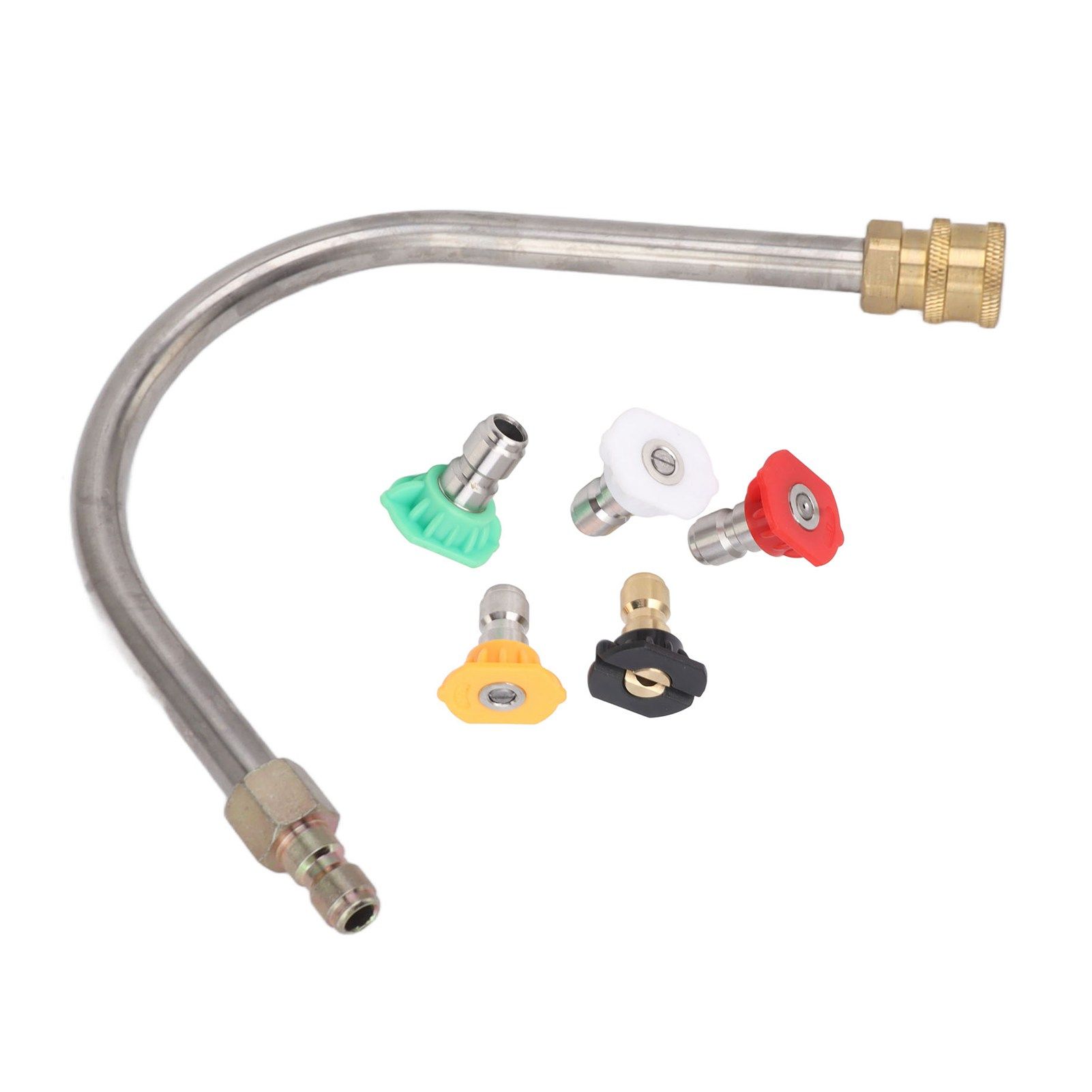 Pressure Washer Extension Wand Stainless Steel Brass 4000psi 1/4 Inch Quick Connect Power Washer Curved Rod Spray Lance for Replacement U Shaped with 5 Nozzles - Image 4