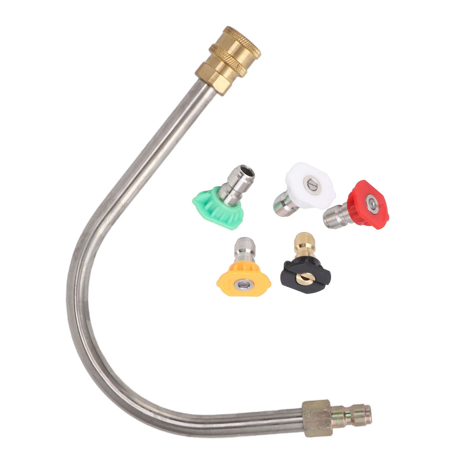 Pressure Washer Extension Wand Stainless Steel Brass 4000psi 1/4 Inch Quick Connect Power Washer Curved Rod Spray Lance for Replacement U Shaped with 5 Nozzles - Image 5