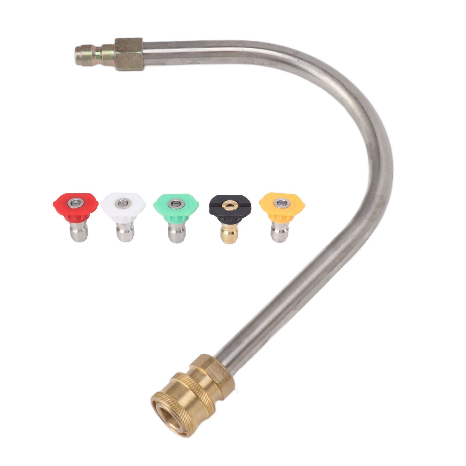 Pressure Washer Extension Wand Stainless Steel Brass 4000psi 1/4 Inch Quick Connect Power Washer Curved Rod Spray Lance for Replacement U Shaped with 5 Nozzles - Image 6