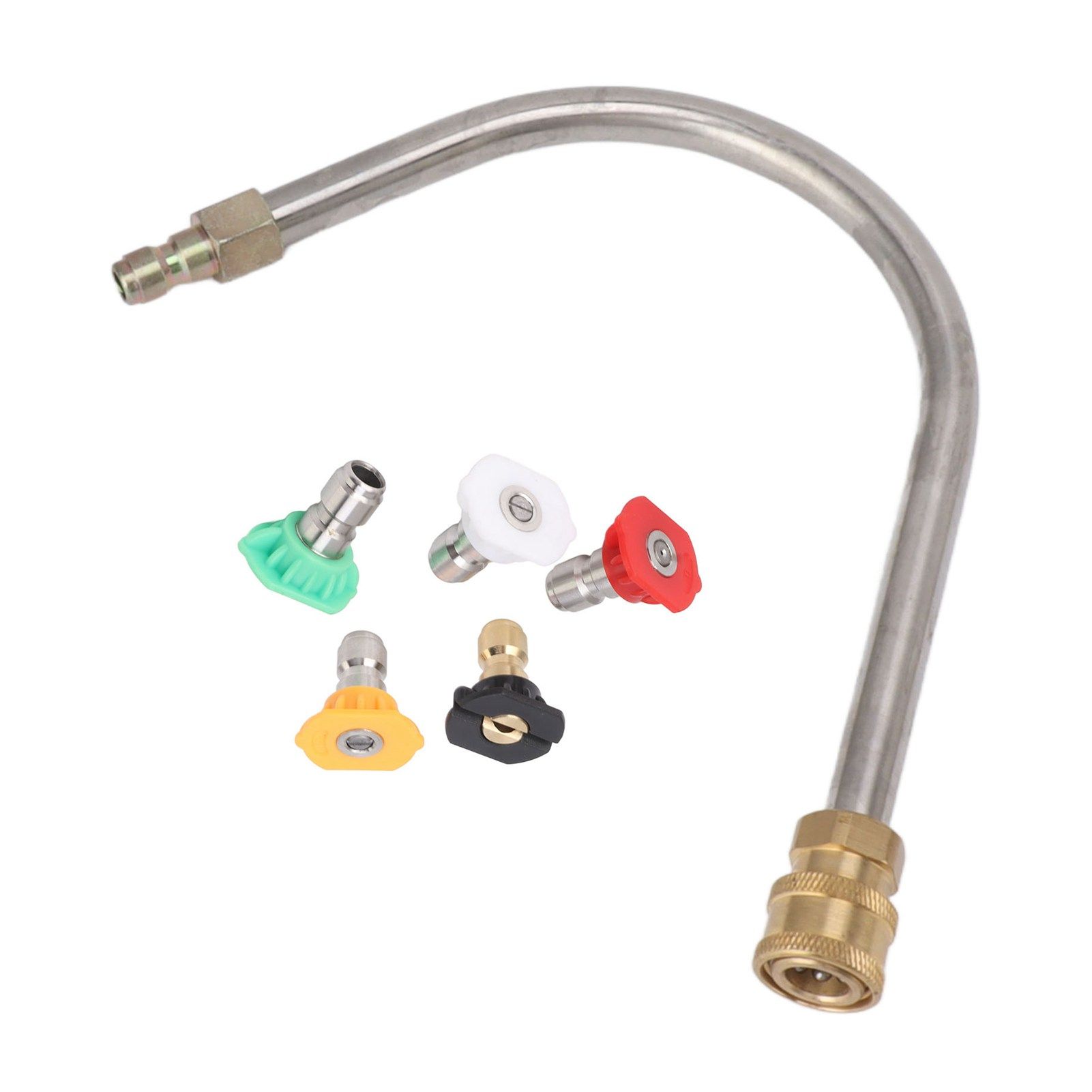 Pressure Washer Extension Wand Stainless Steel Brass 4000psi 1/4 Inch Quick Connect Power Washer Curved Rod Spray Lance for Replacement U Shaped with 5 Nozzles - Image 7
