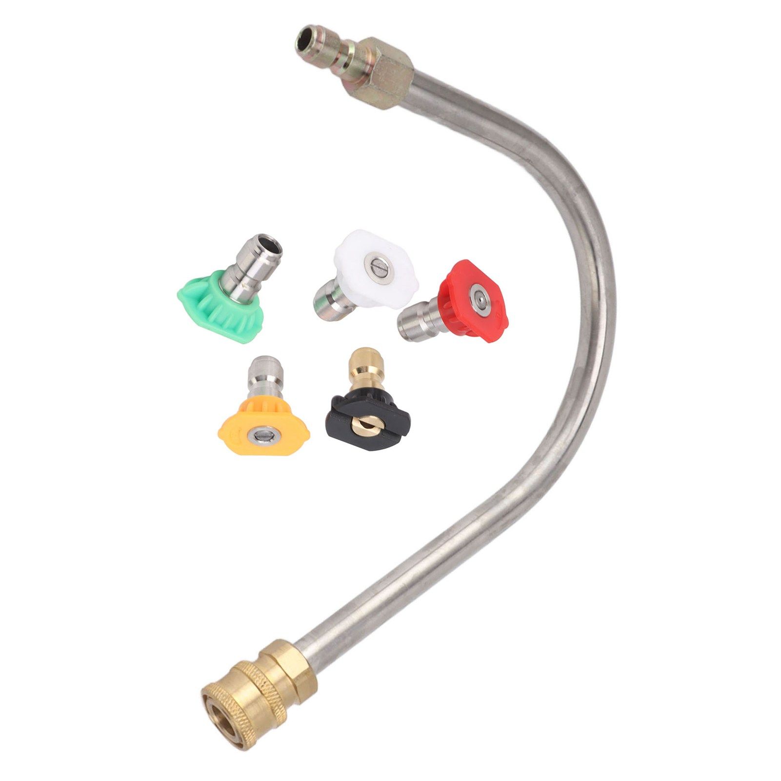 Pressure Washer Extension Wand Stainless Steel Brass 4000psi 1/4 Inch Quick Connect Power Washer Curved Rod Spray Lance for Replacement U Shaped with 5 Nozzles - Image 8