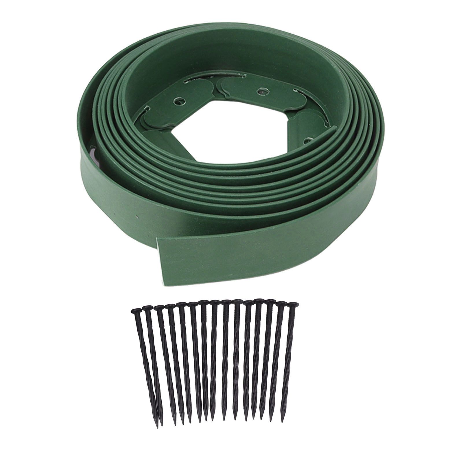 Landscape Edging Kit Lawn Edging Include 15 Spikes PE Garden Edging Border for Landscaping Flower Gardens Lawn - Image 1