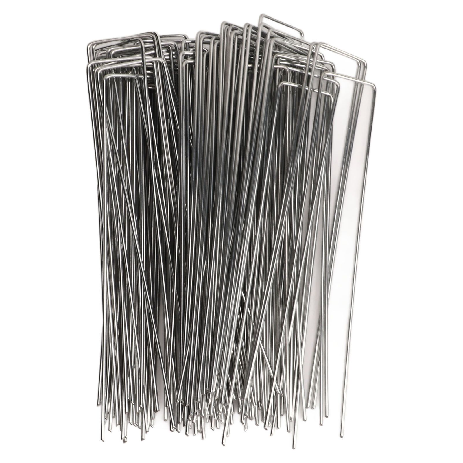 100Pcs U Shaped Garden Stakes Galvanized Steel Landscape Stakes Pins for Weed Barrier Sod Fabric Decorations Roughness 2.5mm/0.10in - Image 1