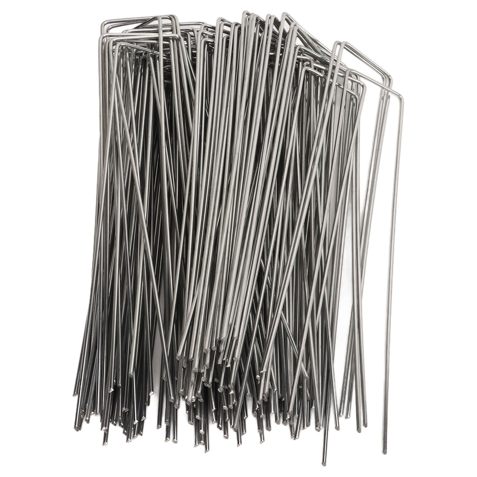 100Pcs U Shaped Garden Stakes Galvanized Steel Landscape Stakes Pins for Weed Barrier Sod Fabric Decorations Roughness 2.5mm/0.10in - Image 2