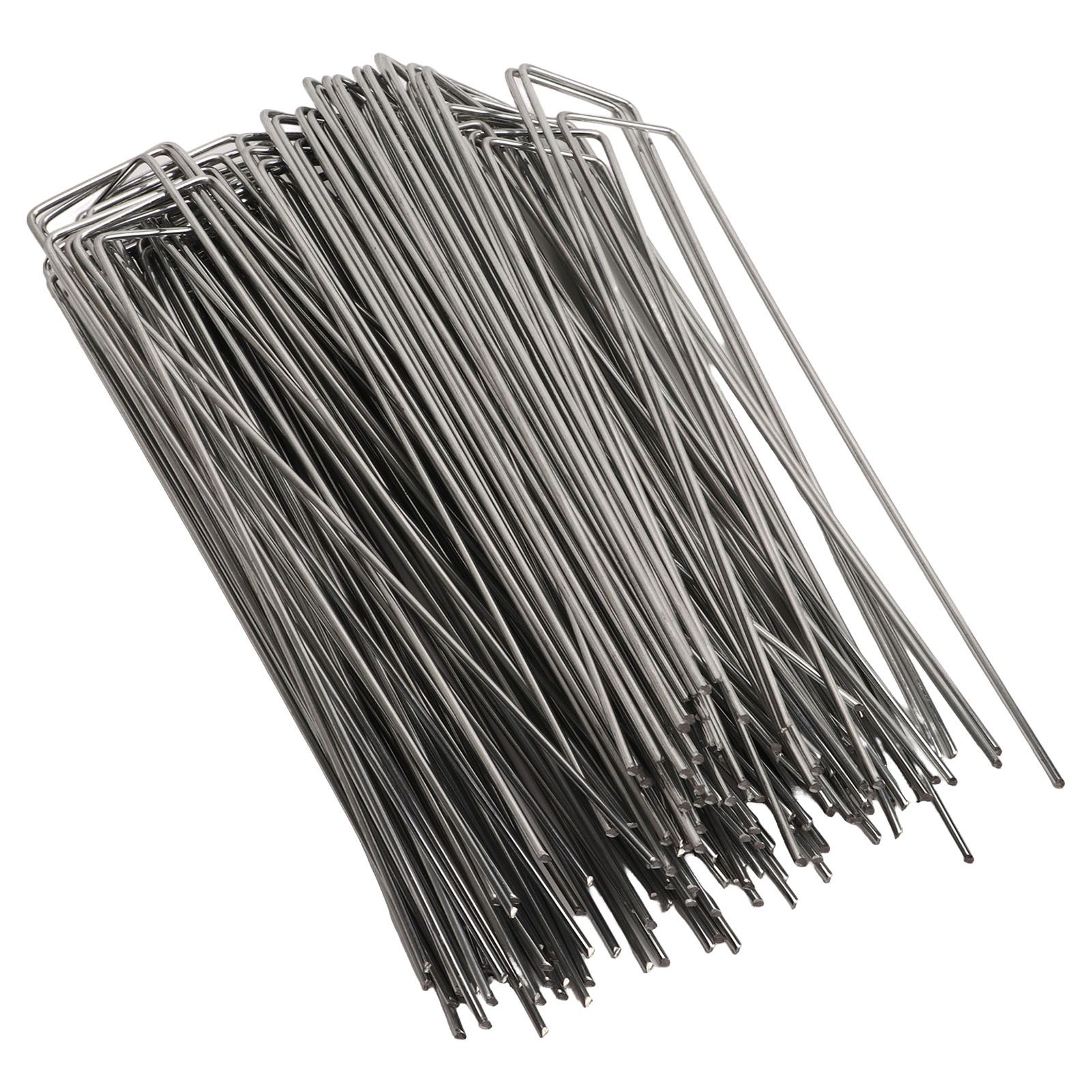 100Pcs U Shaped Garden Stakes Galvanized Steel Landscape Stakes Pins for Weed Barrier Sod Fabric Decorations Roughness 2.5mm/0.10in - Image 4