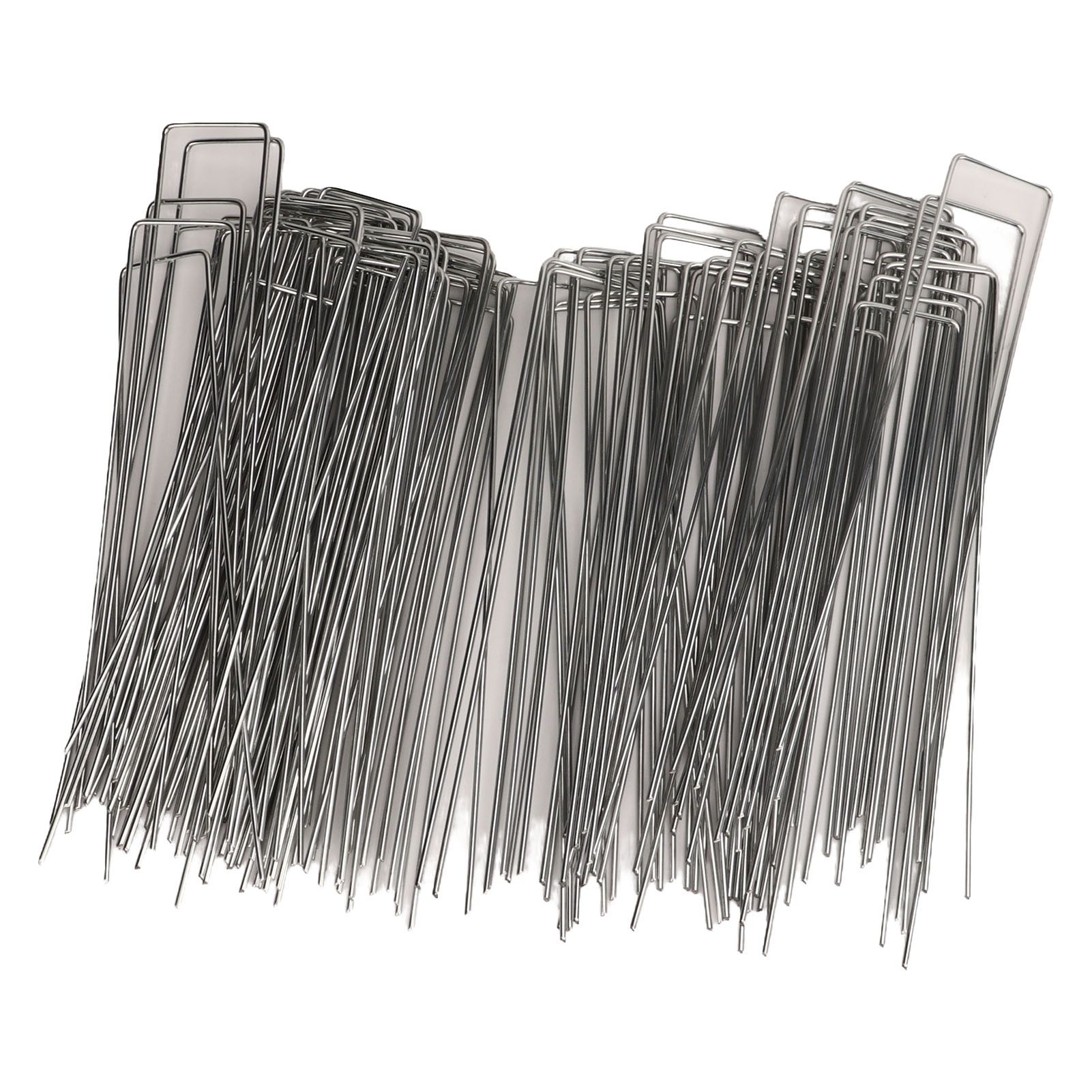 100Pcs U Shaped Garden Stakes Galvanized Steel Landscape Stakes Pins for Weed Barrier Sod Fabric Decorations Roughness 2.5mm/0.10in - Image 5
