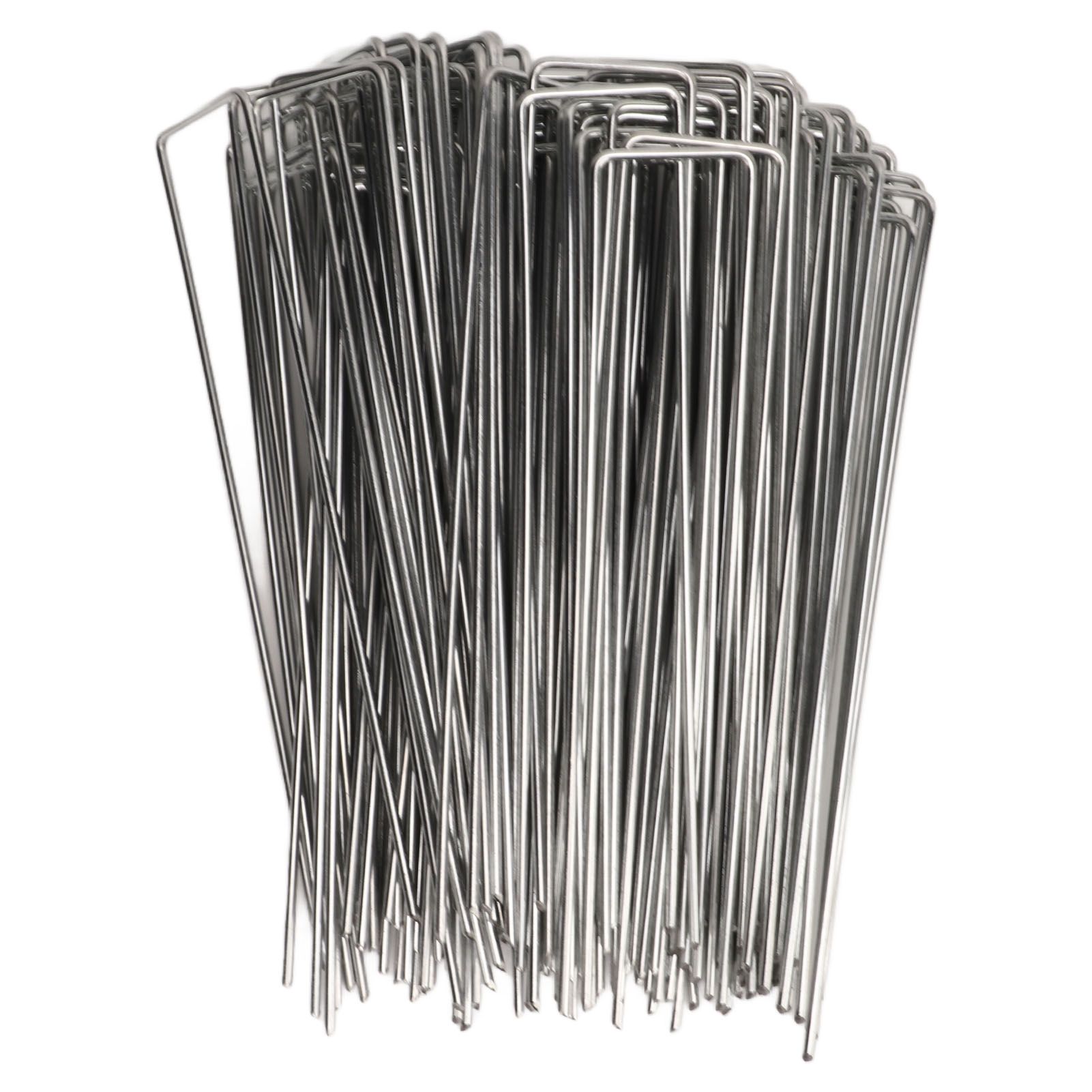 100Pcs U Shaped Garden Stakes Galvanized Steel Landscape Stakes Pins for Weed Barrier Sod Fabric Decorations Roughness 3mm/0.12in - Image 1