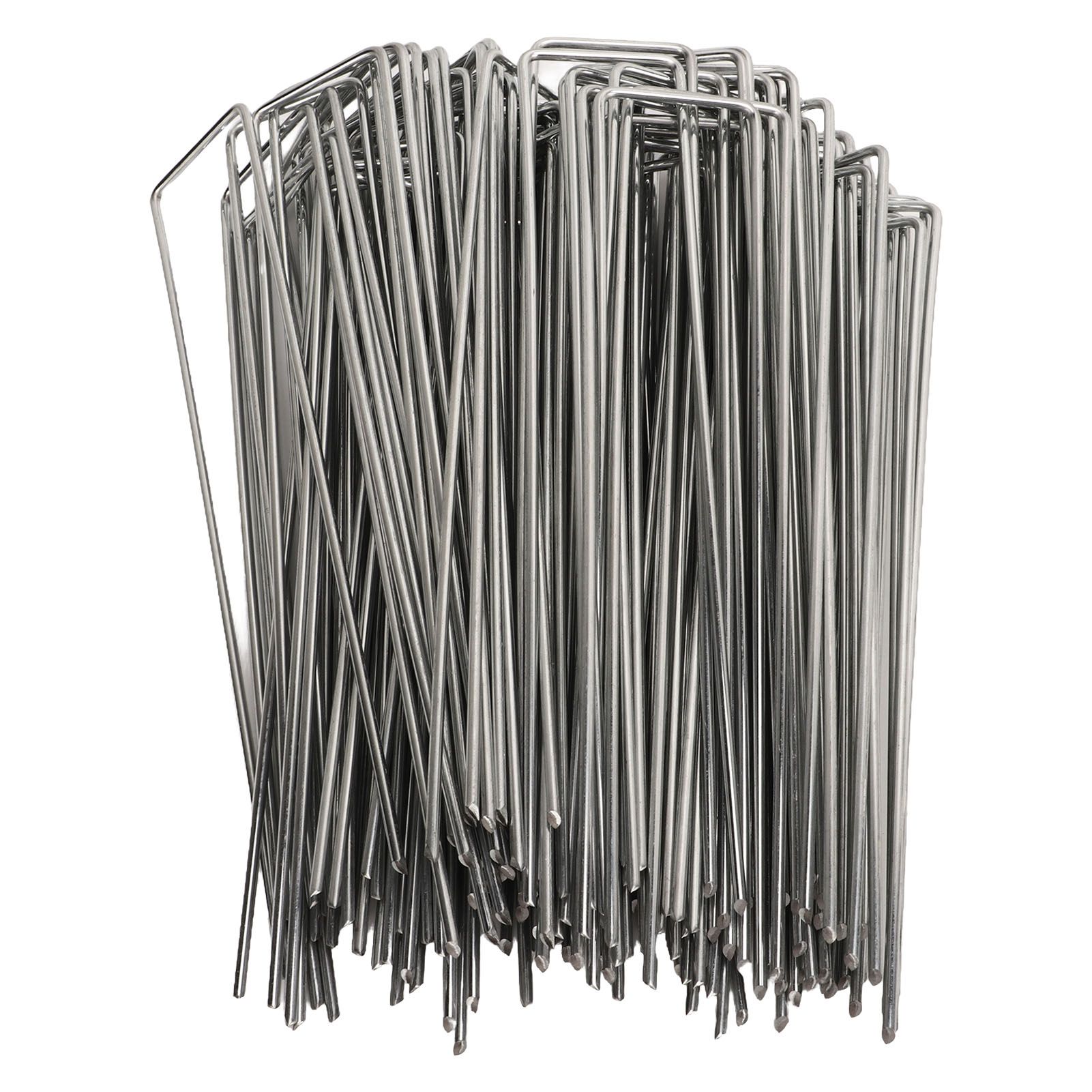 100Pcs U Shaped Garden Stakes Galvanized Steel Landscape Stakes Pins for Weed Barrier Sod Fabric Decorations Roughness 3mm/0.12in - Image 2