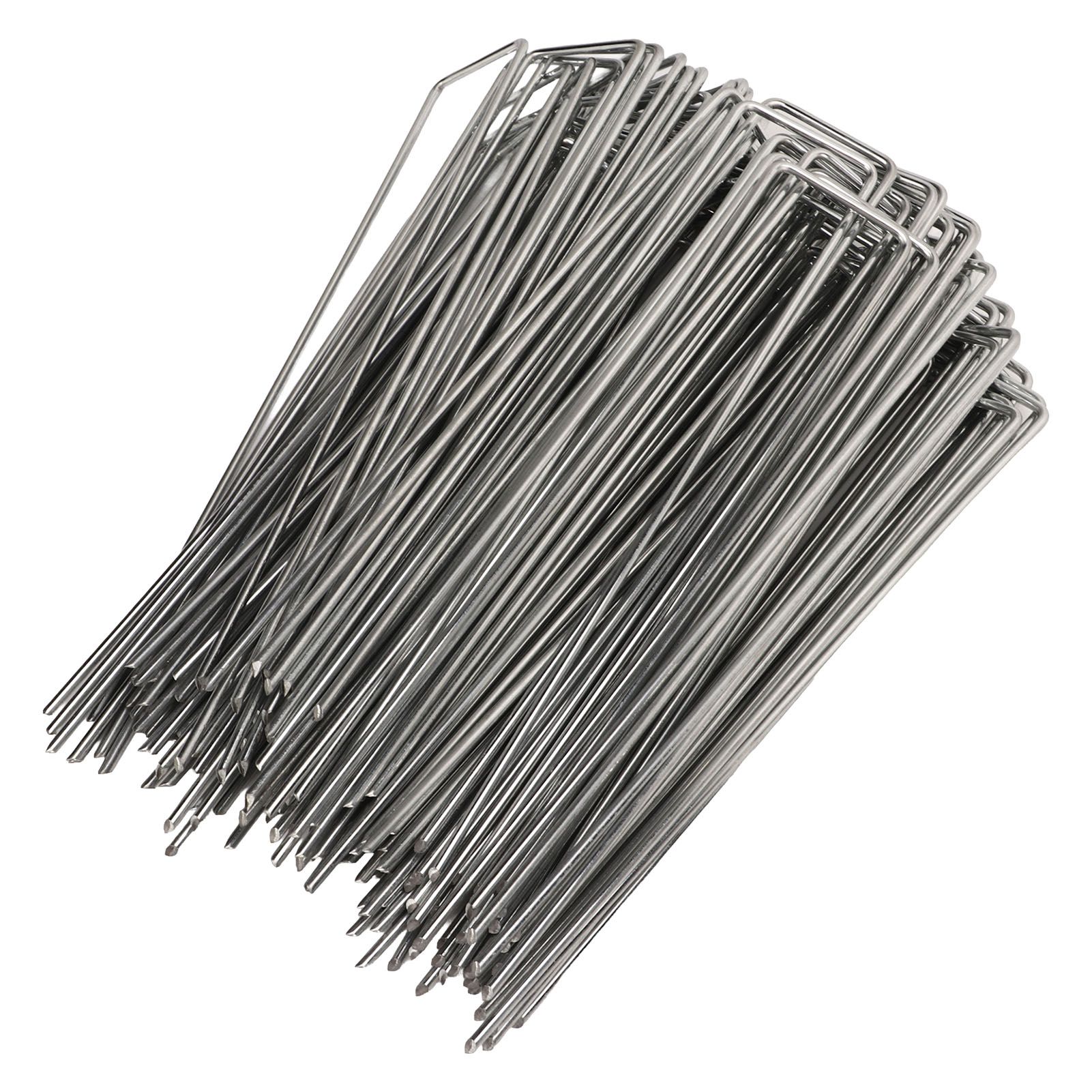 100Pcs U Shaped Garden Stakes Galvanized Steel Landscape Stakes Pins for Weed Barrier Sod Fabric Decorations Roughness 3mm/0.12in - Image 3