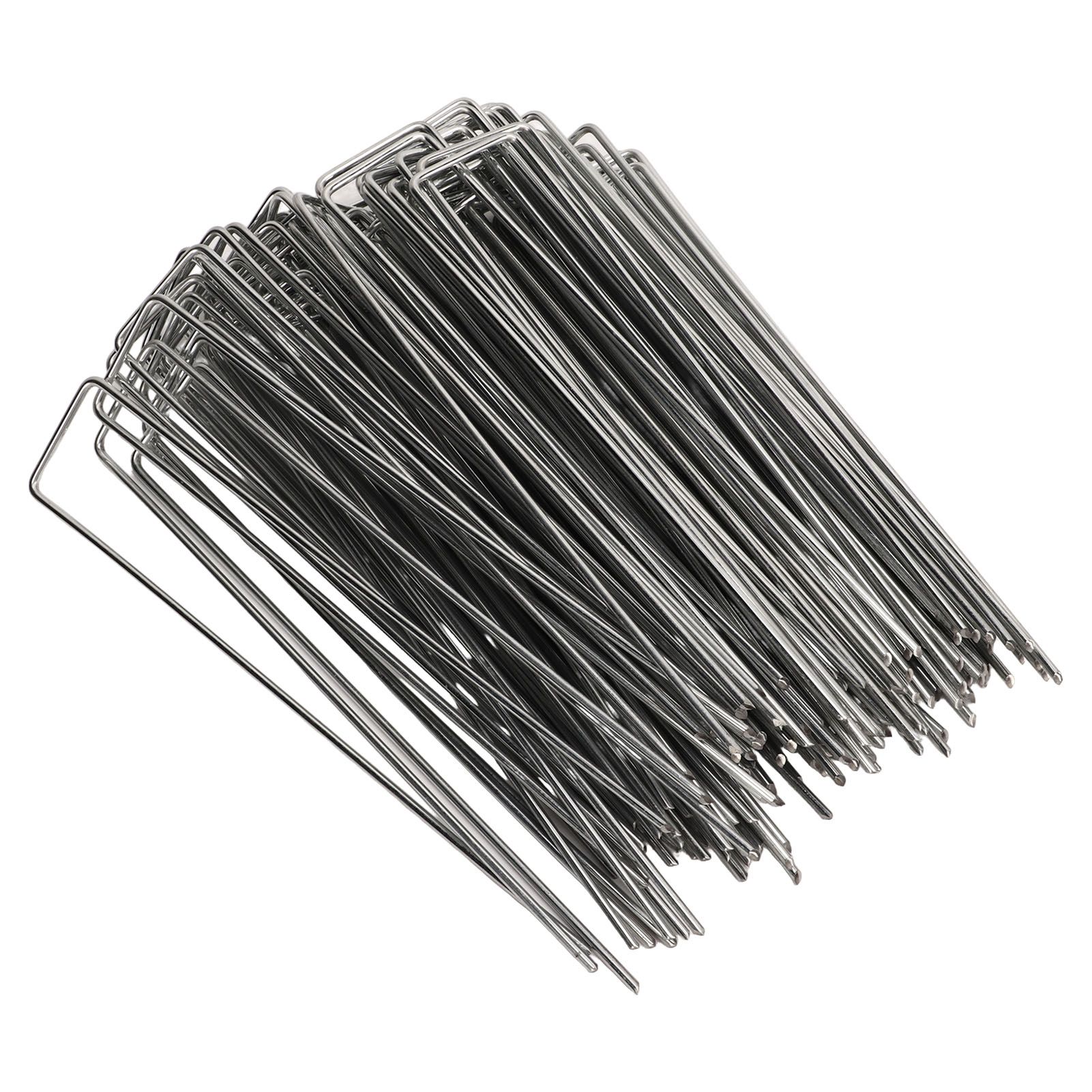 100Pcs U Shaped Garden Stakes Galvanized Steel Landscape Stakes Pins for Weed Barrier Sod Fabric Decorations Roughness 3mm/0.12in - Image 4