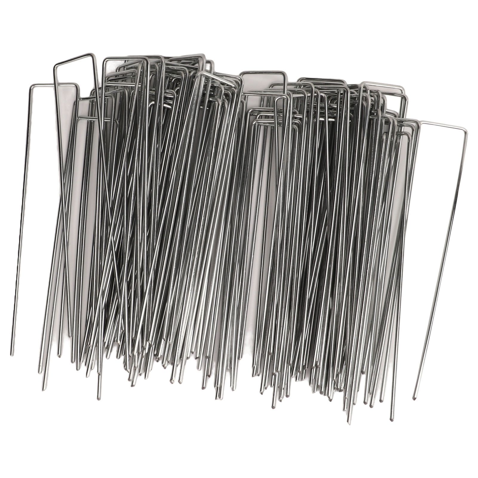 100Pcs U Shaped Garden Stakes Galvanized Steel Landscape Stakes Pins for Weed Barrier Sod Fabric Decorations Roughness 3mm/0.12in - Image 5
