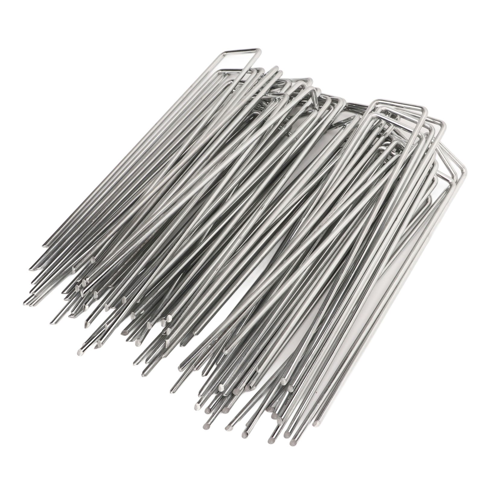 50Pcs Galvanized Steel Garden Stakes U Shaped Tent Stakes U Shaped Galvanized Landscape Pins Heavy Duty Yard Ground Pin 4x10cm 0.4mm Thickness - Image 8
