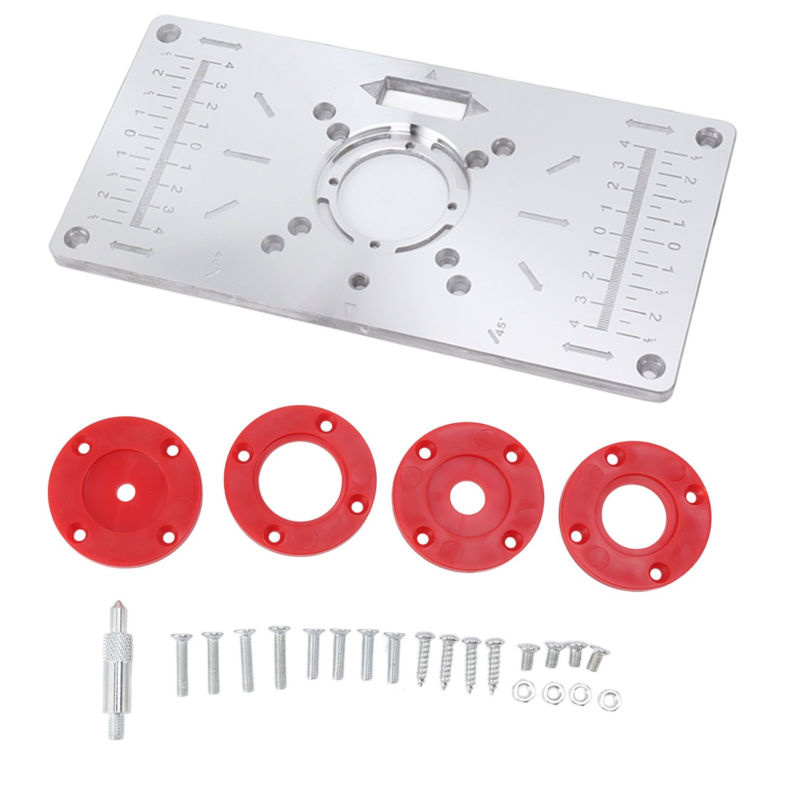 Router Table Insert Plate Woodworking Aluminum Router Plate with 4 Insert Rings for Wood Trimming Milling Slotting - Image 1