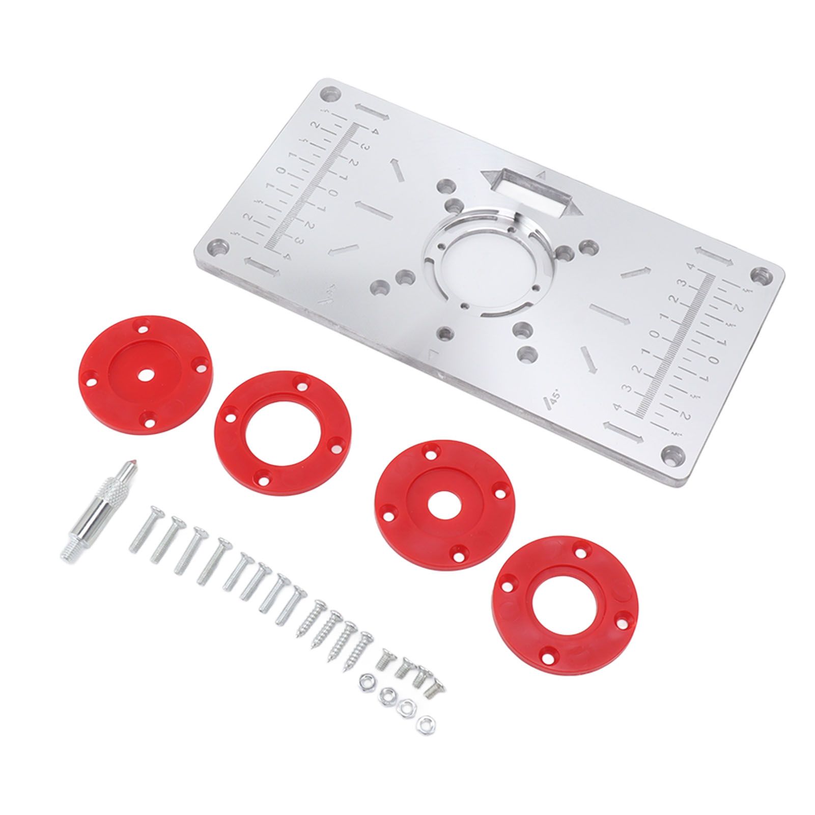 Router Table Insert Plate Woodworking Aluminum Router Plate with 4 Insert Rings for Wood Trimming Milling Slotting - Image 2