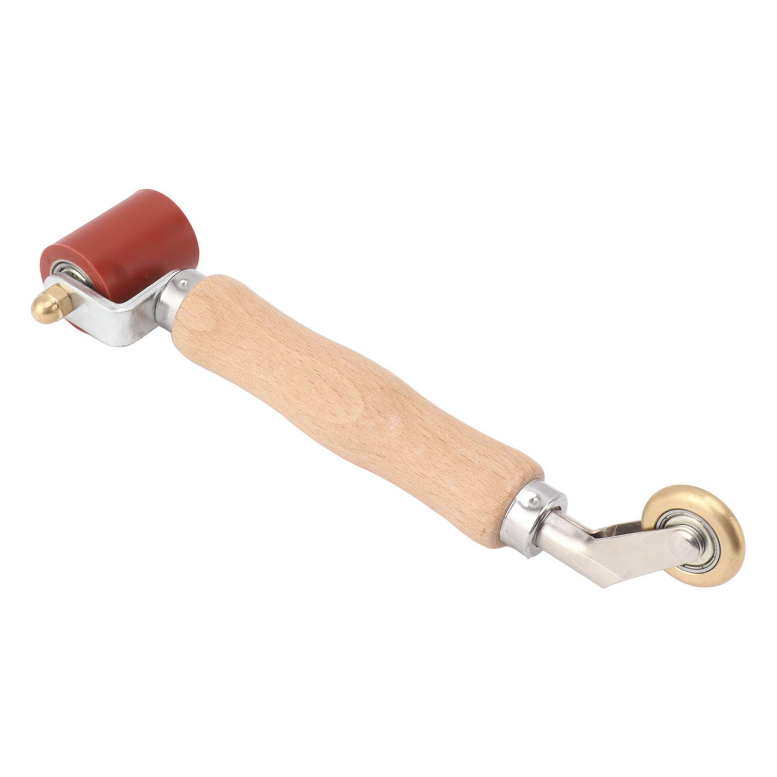 40mm Silicone Seam Roller Dual Use Brass Wheel Wood Handle Wallpaper Flat Seam Roller for PVC TPO Welding Red - Image 1