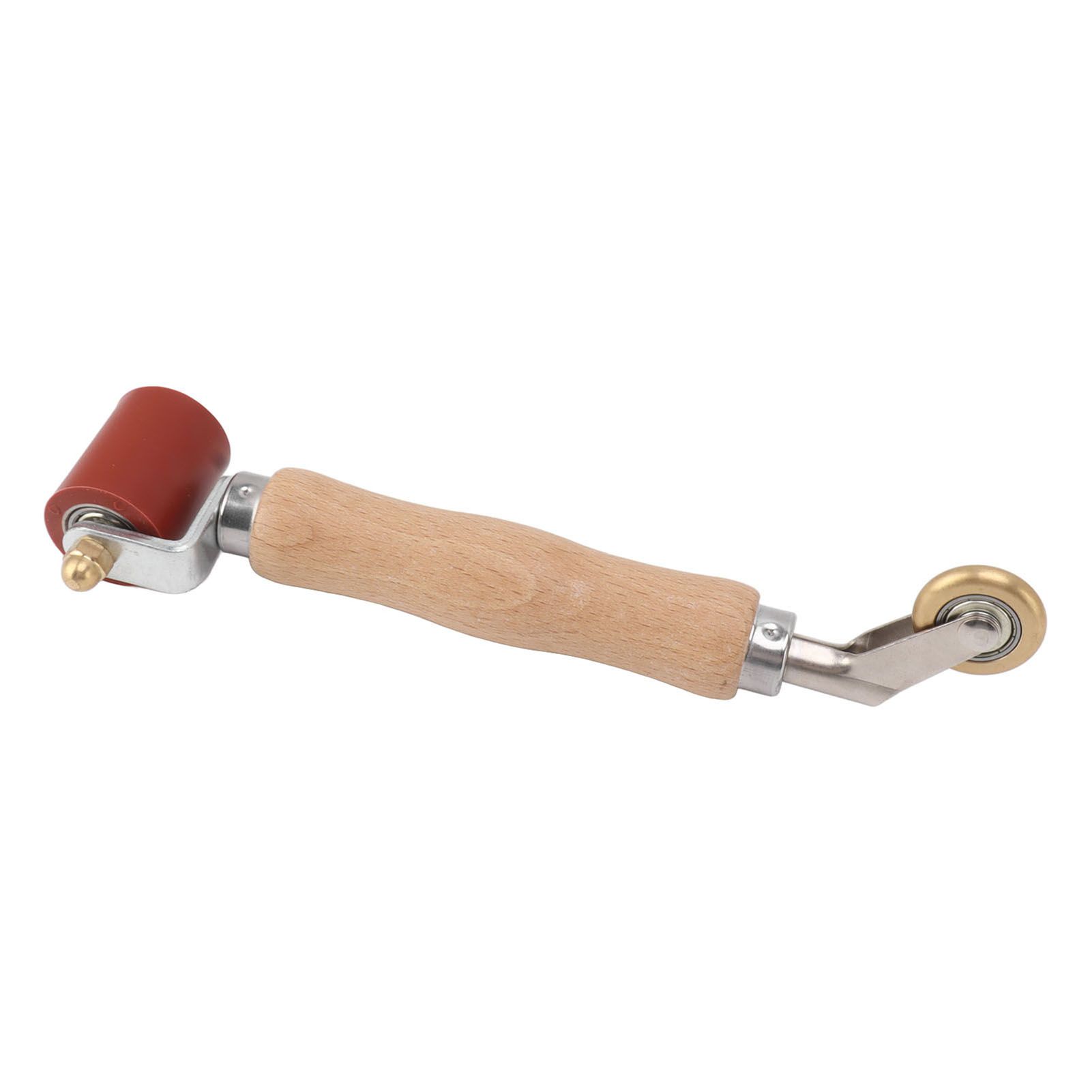 40mm Silicone Seam Roller Dual Use Brass Wheel Wood Handle Wallpaper Flat Seam Roller for PVC TPO Welding Red - Image 2