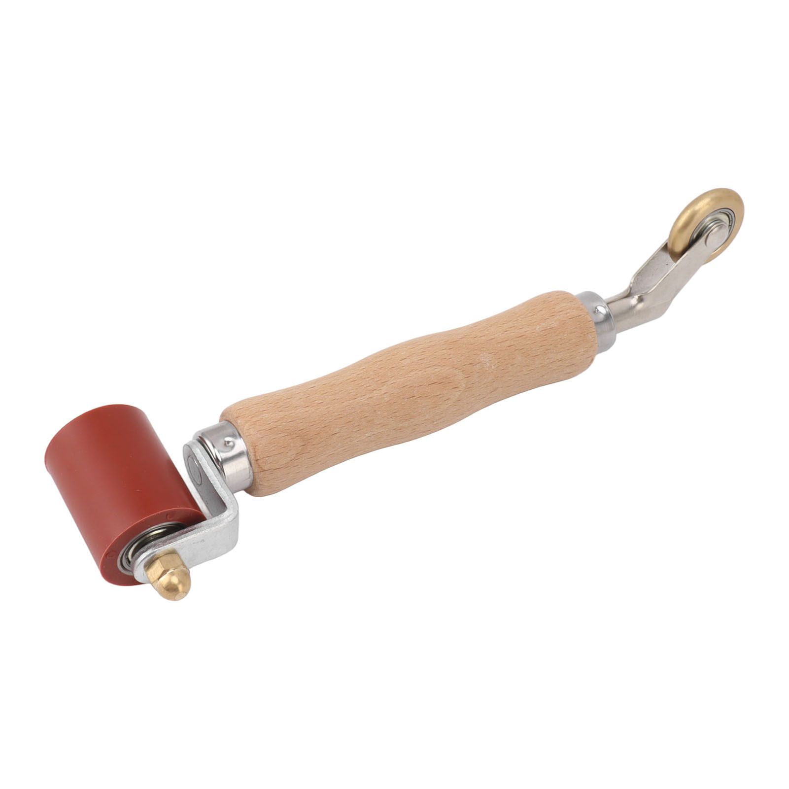 40mm Silicone Seam Roller Dual Use Brass Wheel Wood Handle Wallpaper Flat Seam Roller for PVC TPO Welding Red - Image 3