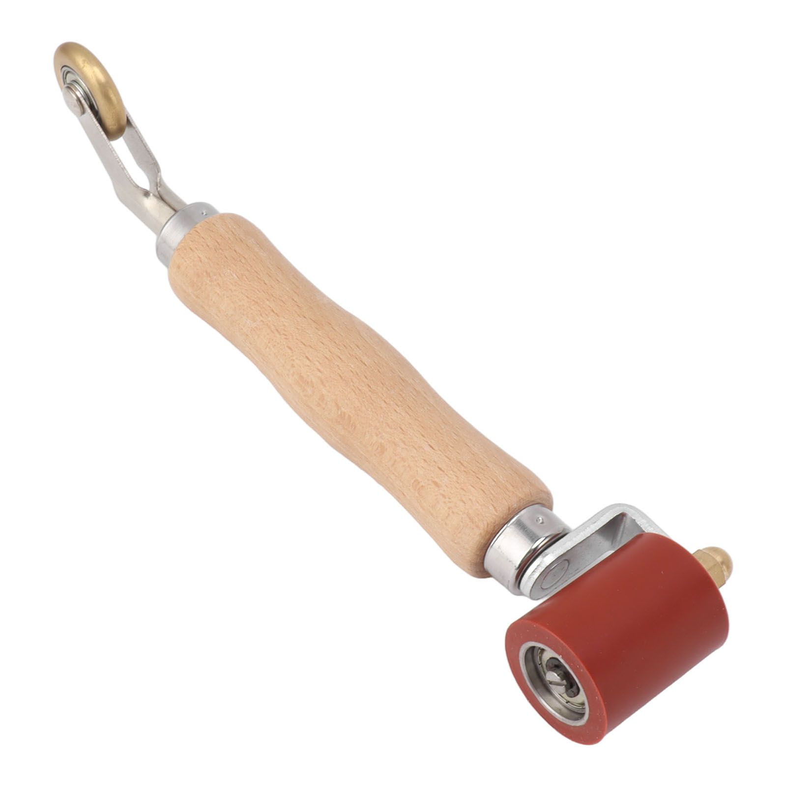 40mm Silicone Seam Roller Dual Use Brass Wheel Wood Handle Wallpaper Flat Seam Roller for PVC TPO Welding Red - Image 4