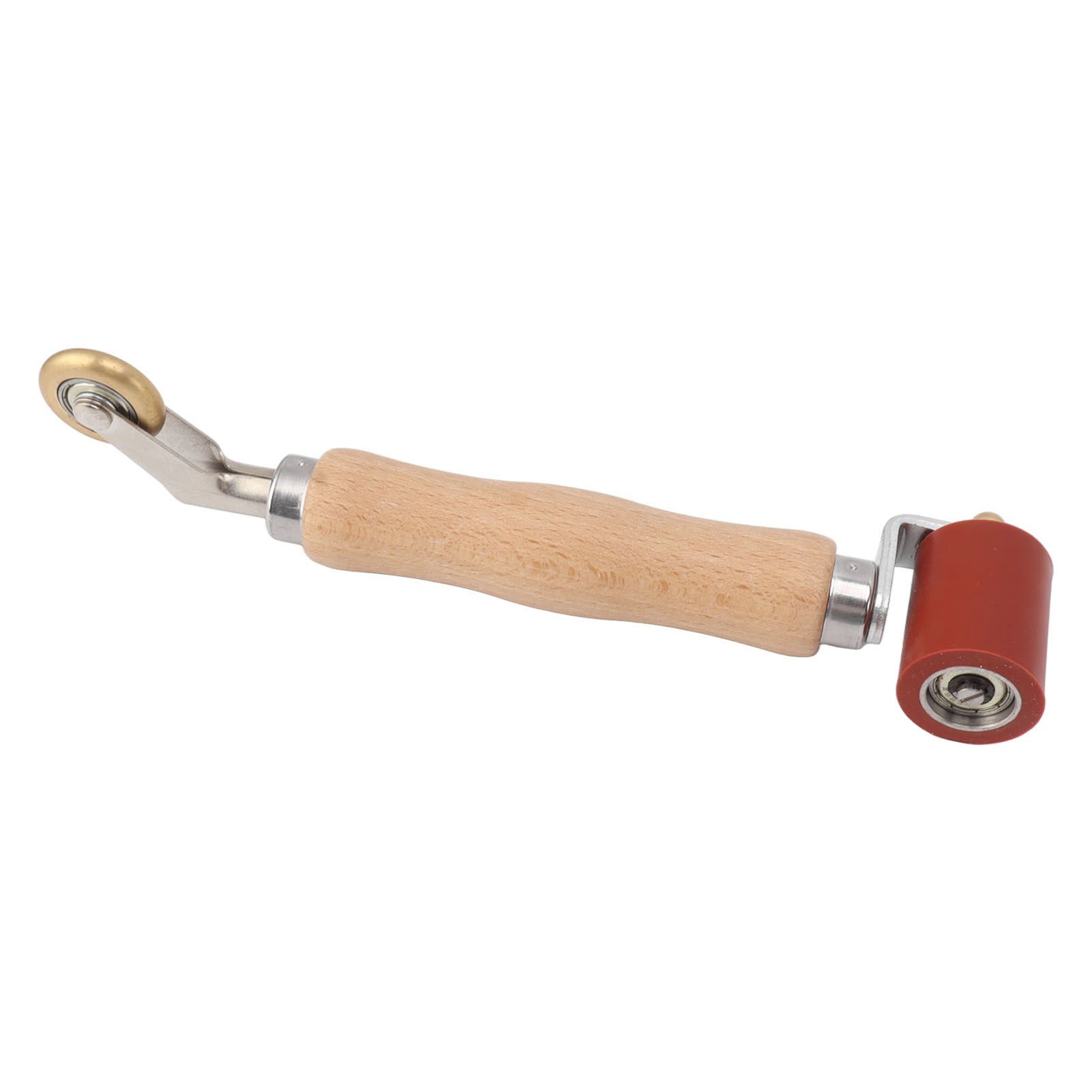 40mm Silicone Seam Roller Dual Use Brass Wheel Wood Handle Wallpaper Flat Seam Roller for PVC TPO Welding Red - Image 5