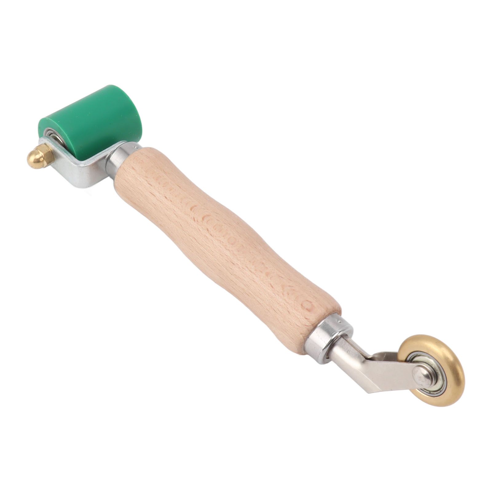 40mm Silicone Seam Roller Dual Use Brass Wheel Wood Handle Wallpaper Flat Seam Roller for PVC TPO Welding Green - Image 1