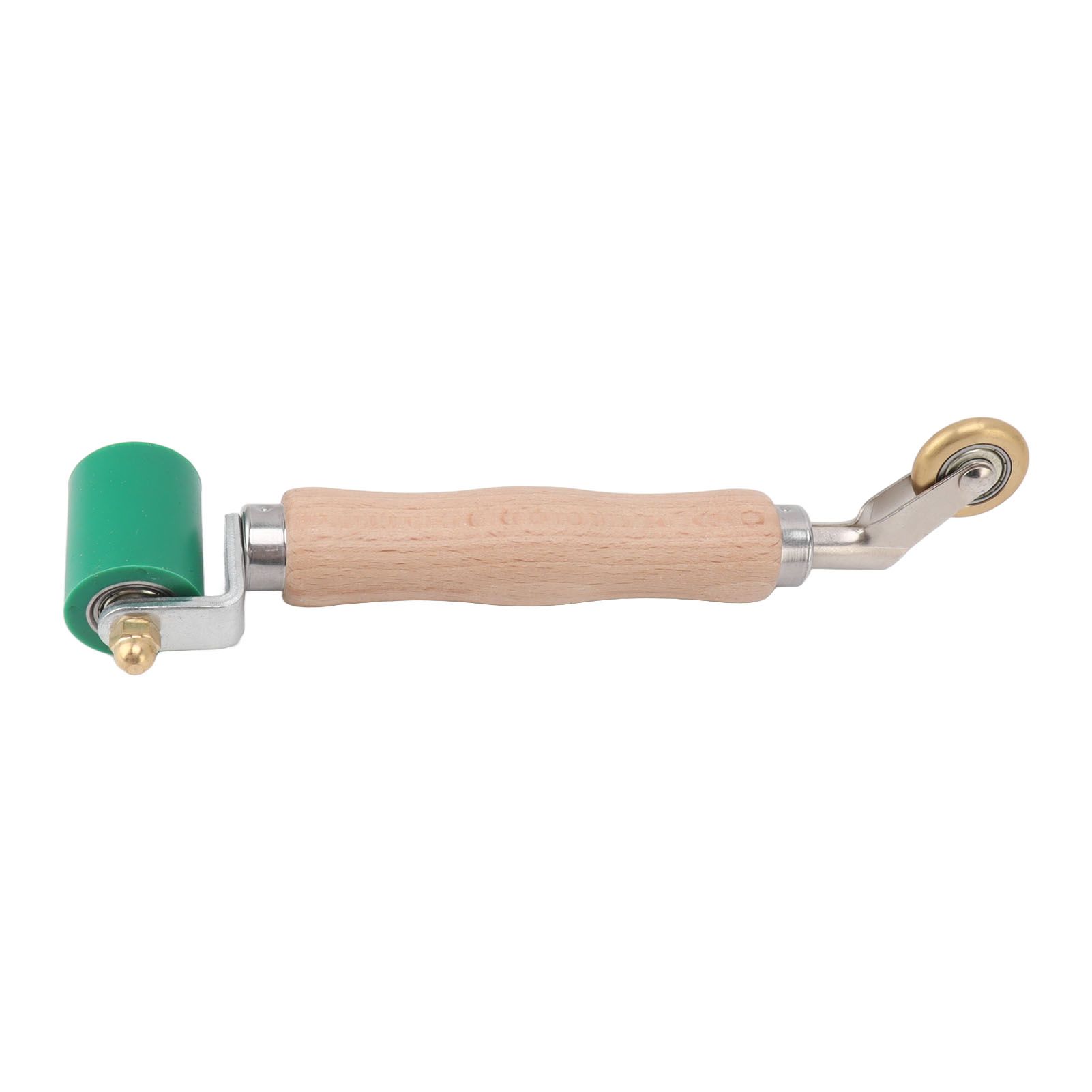 40mm Silicone Seam Roller Dual Use Brass Wheel Wood Handle Wallpaper Flat Seam Roller for PVC TPO Welding Green - Image 2