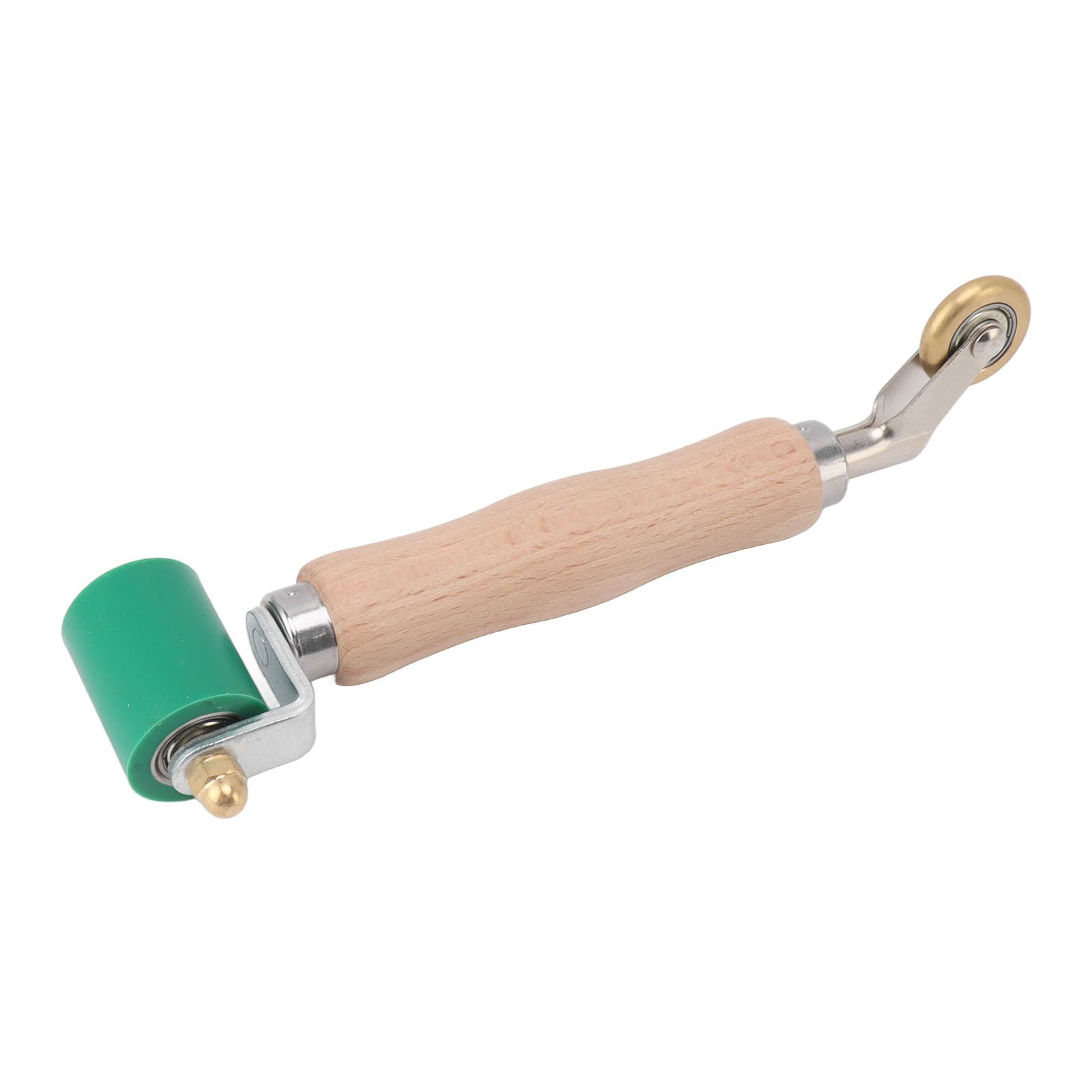 40mm Silicone Seam Roller Dual Use Brass Wheel Wood Handle Wallpaper Flat Seam Roller for PVC TPO Welding Green - Image 3