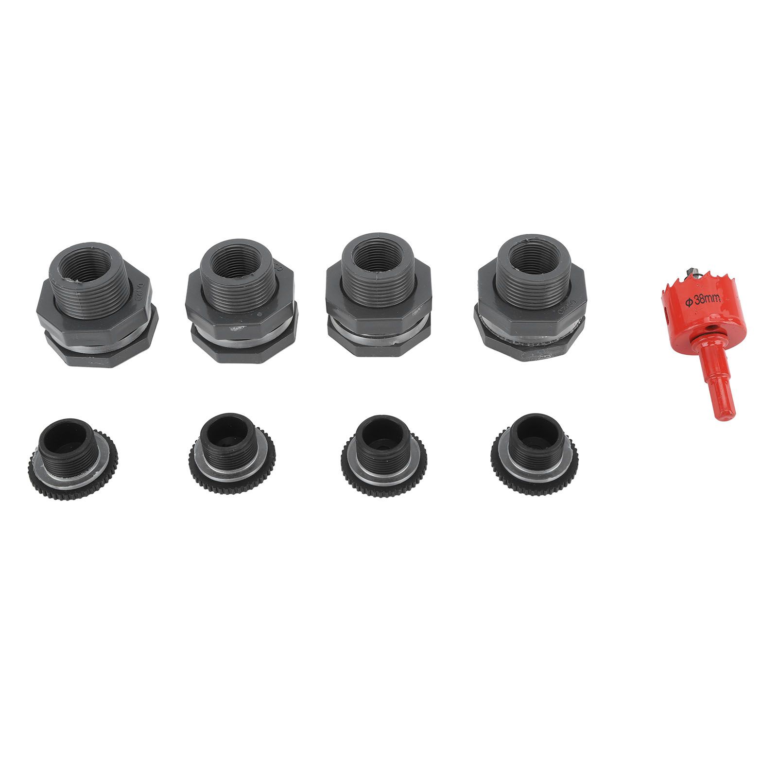 3/4 Inch Rain Barrel Bulkhead Fitting Kit with Plugs Hole Saw Tool PVC Spigot Connector Kit for Rain Barrels Water Tanks Pools Aquariums Tubs - Image 1