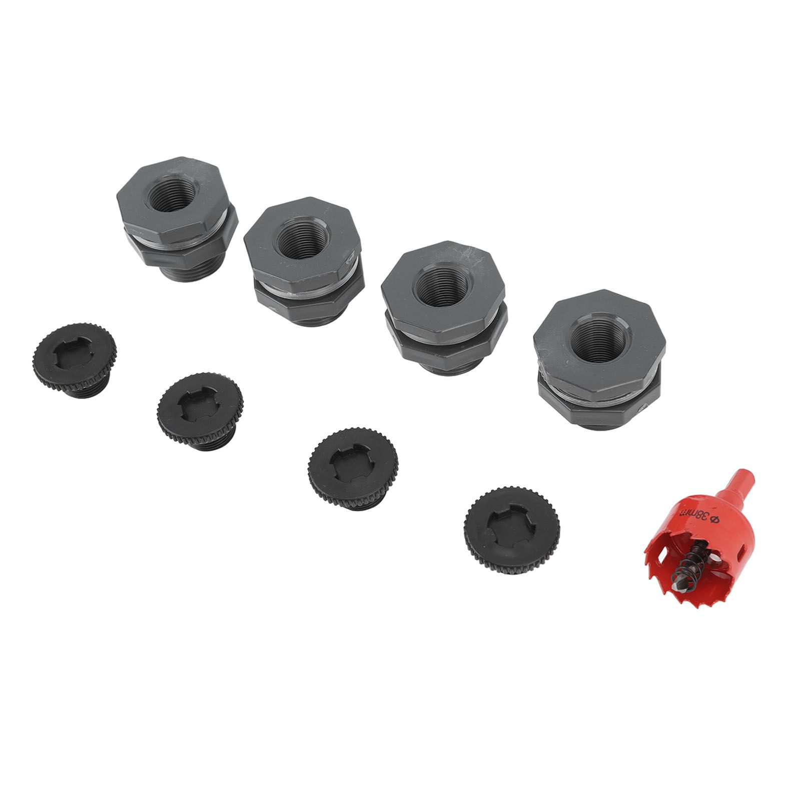 3/4 Inch Rain Barrel Bulkhead Fitting Kit with Plugs Hole Saw Tool PVC Spigot Connector Kit for Rain Barrels Water Tanks Pools Aquariums Tubs - Image 2