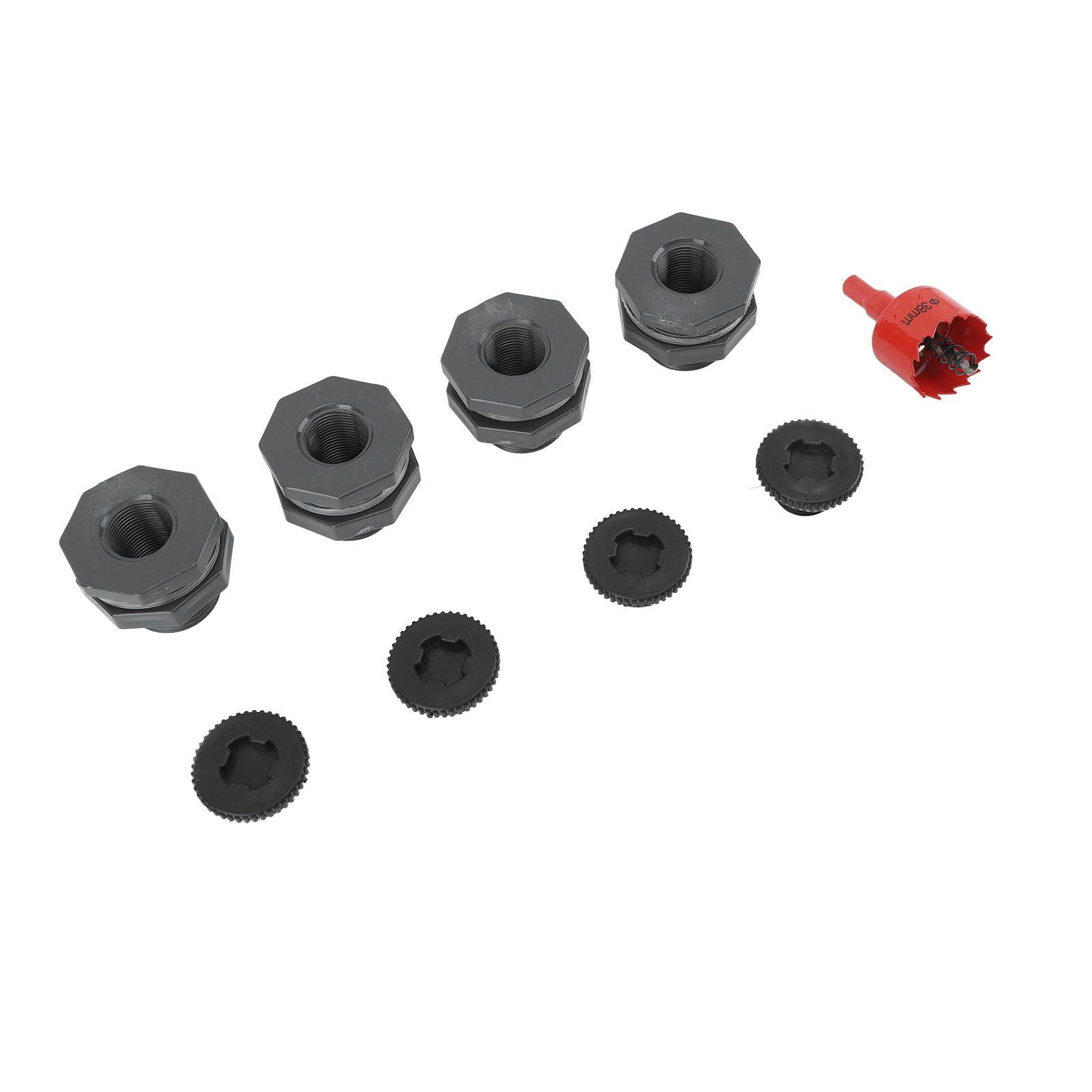 3/4 Inch Rain Barrel Bulkhead Fitting Kit with Plugs Hole Saw Tool PVC Spigot Connector Kit for Rain Barrels Water Tanks Pools Aquariums Tubs - Image 3