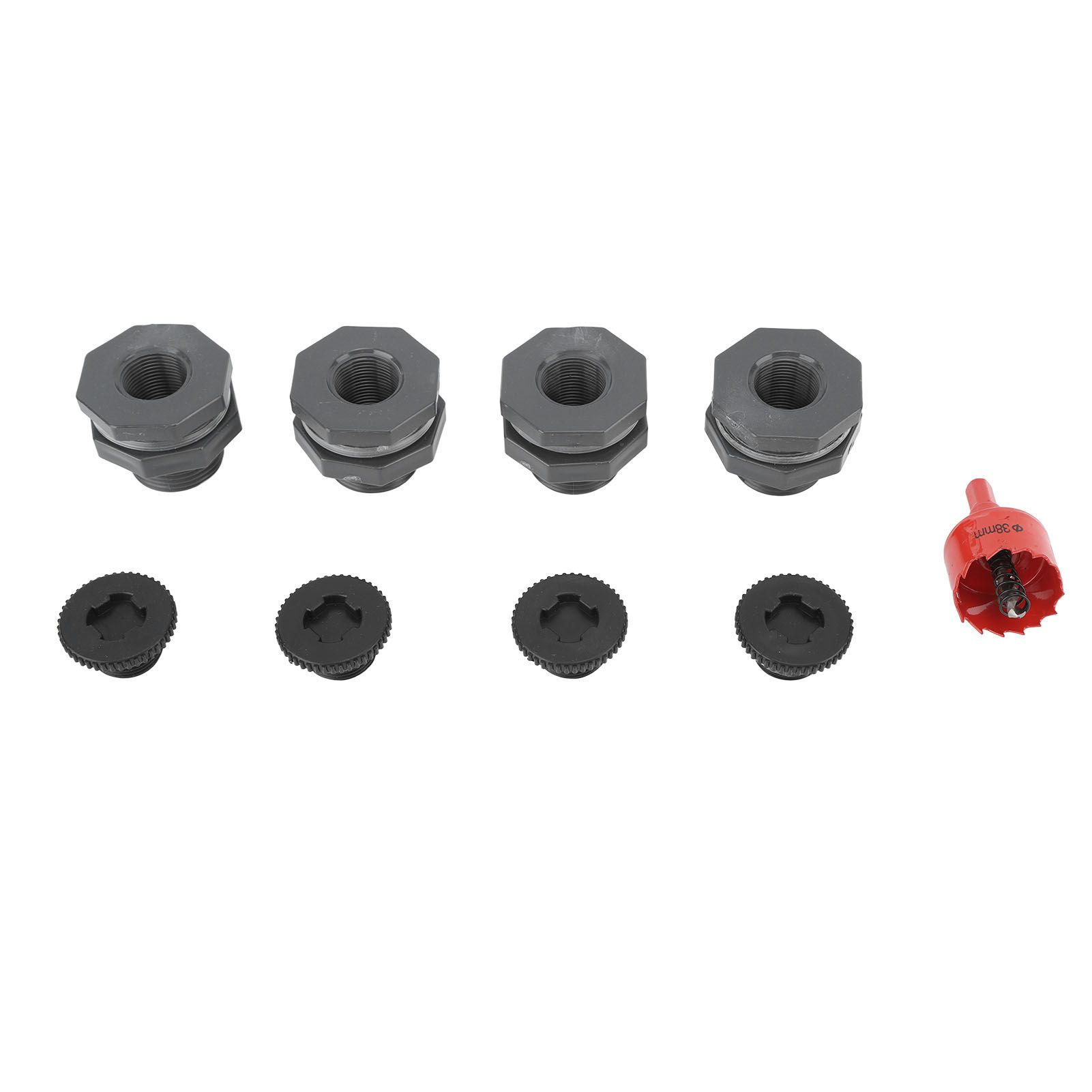 3/4 Inch Rain Barrel Bulkhead Fitting Kit with Plugs Hole Saw Tool PVC Spigot Connector Kit for Rain Barrels Water Tanks Pools Aquariums Tubs - Image 4