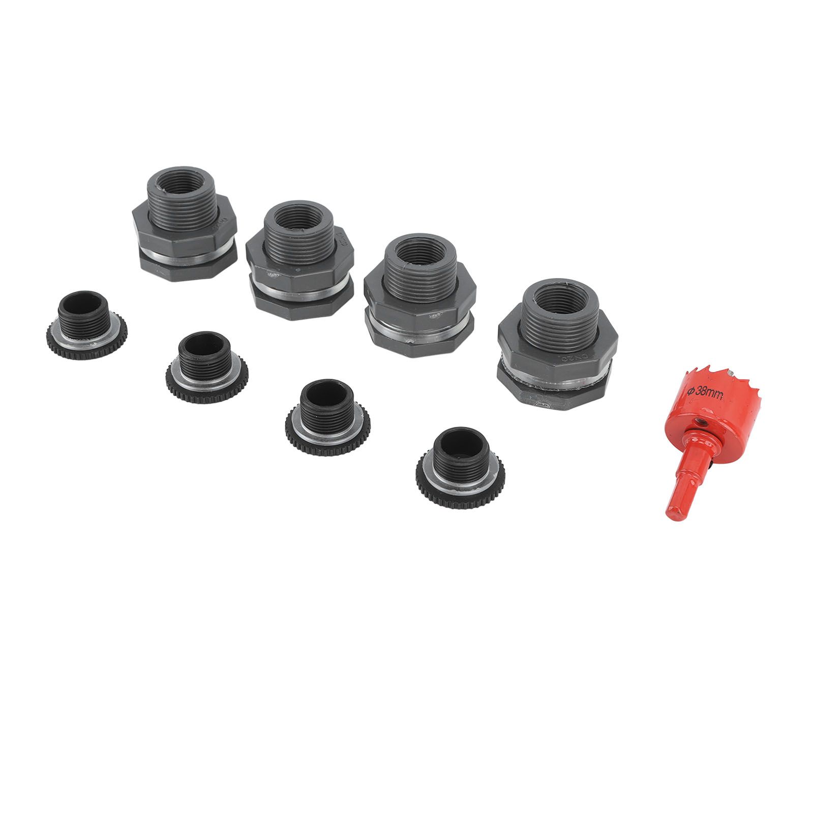 3/4 Inch Rain Barrel Bulkhead Fitting Kit with Plugs Hole Saw Tool PVC Spigot Connector Kit for Rain Barrels Water Tanks Pools Aquariums Tubs - Image 5