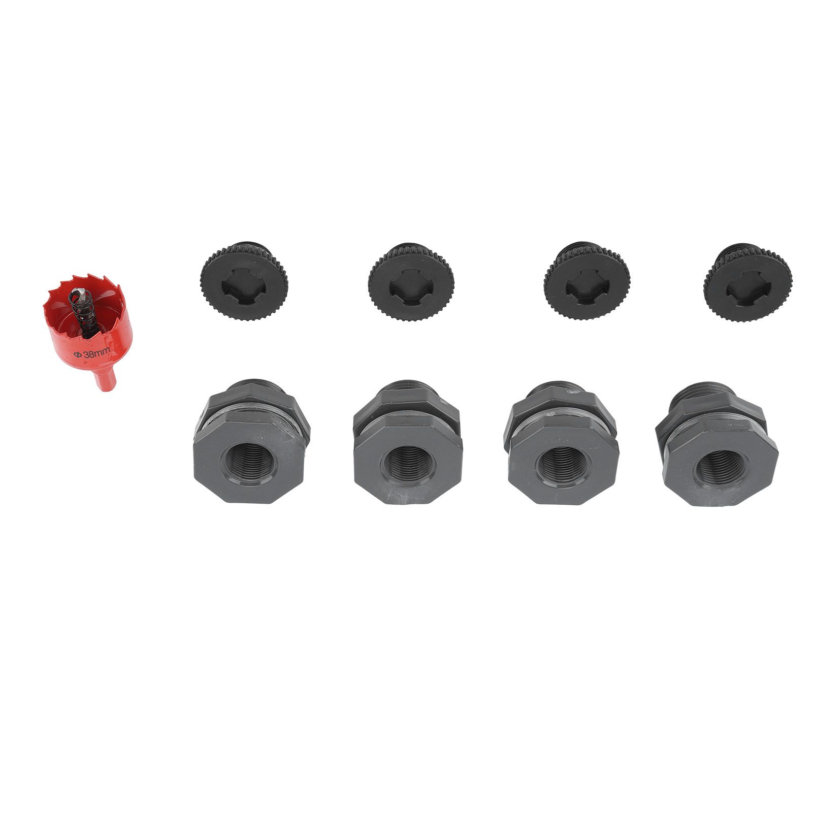 3/4 Inch Rain Barrel Bulkhead Fitting Kit with Plugs Hole Saw Tool PVC Spigot Connector Kit for Rain Barrels Water Tanks Pools Aquariums Tubs - Image 8