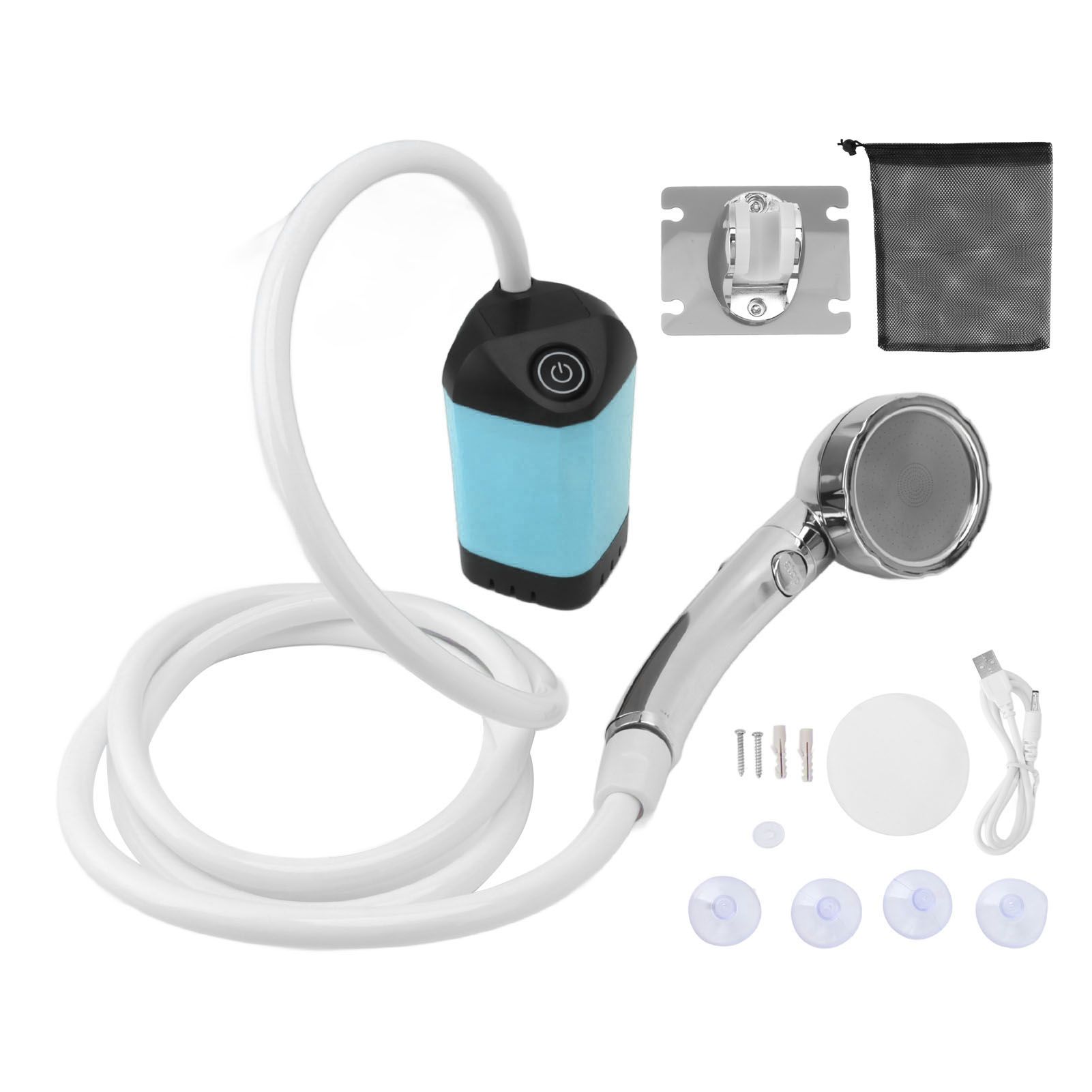 Portable Shower Camping Shower 3 Gears Adjustable Outdoor Camp Shower Pump Electric Rechargeable Portable Camping Shower Blue - Image 1