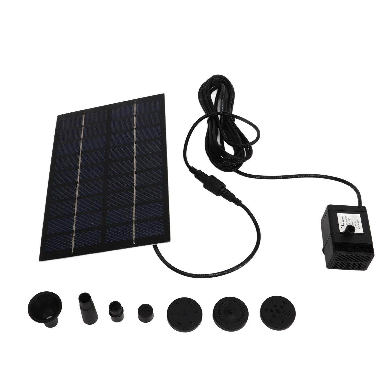 Solar Water Pump Kit 9V 1.8W Easy Mounting Anti Clogging Mesh Solar Pond Pump with Nozzles for Garden Pool Decoration - Image 1
