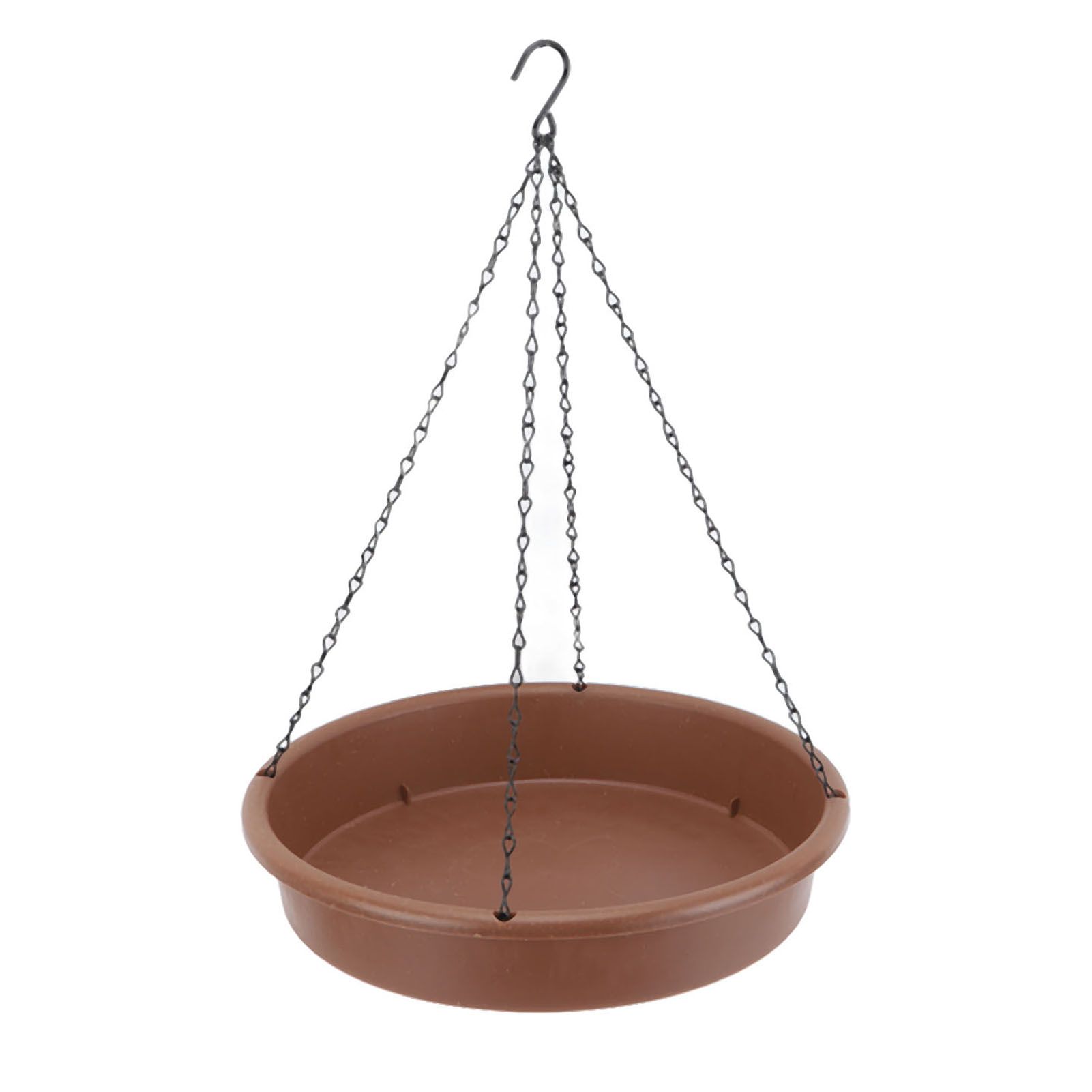 Bird Bath Hanging Bird Feeder Round Plastic Hanging Bird Feeder Tray Outdoor Bird Bath Tray Brown - Image 1