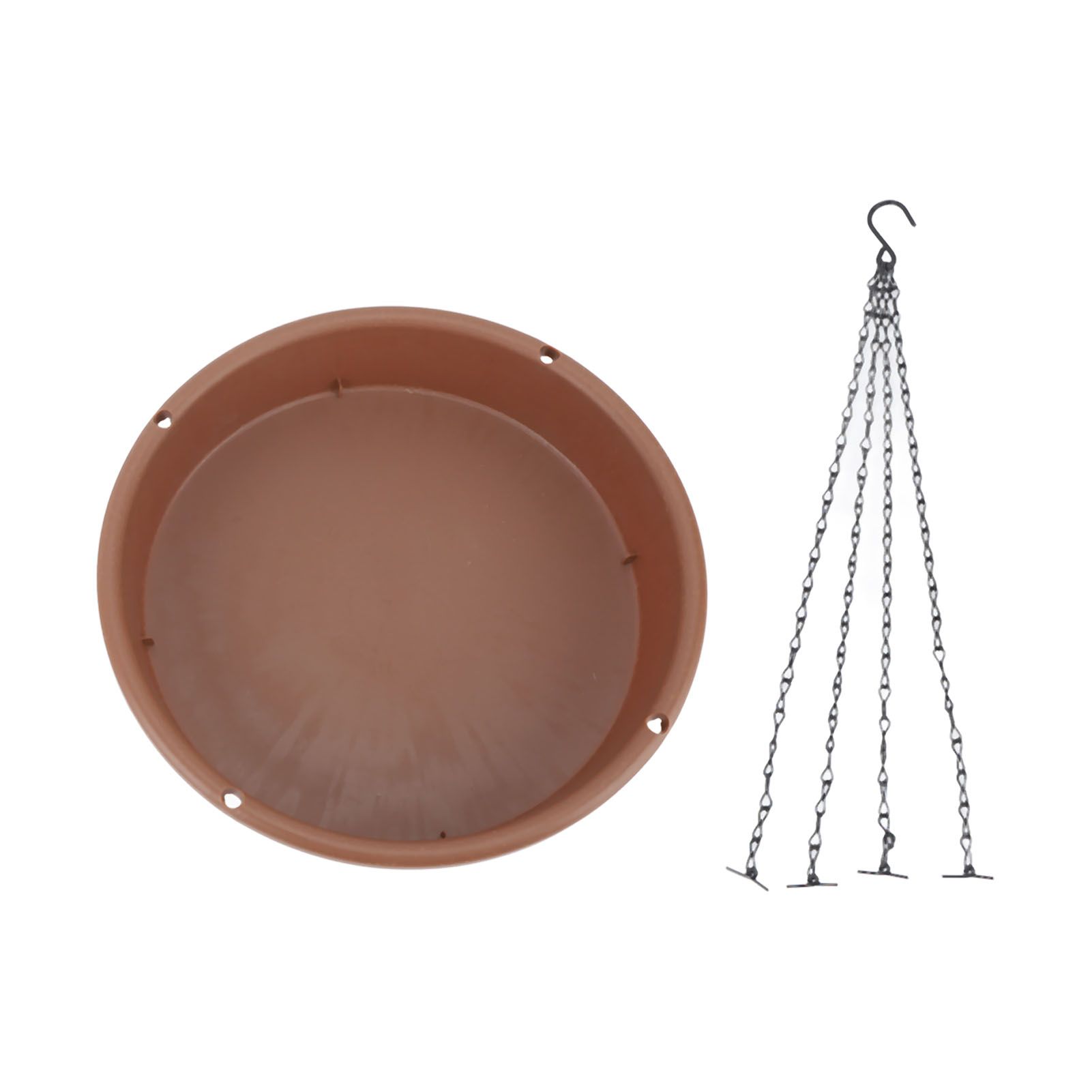 Bird Bath Hanging Bird Feeder Round Plastic Hanging Bird Feeder Tray Outdoor Bird Bath Tray Brown - Image 2
