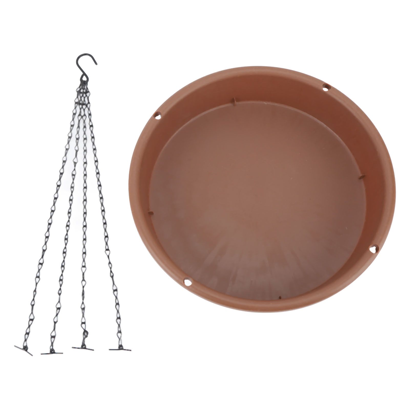 Bird Bath Hanging Bird Feeder Round Plastic Hanging Bird Feeder Tray Outdoor Bird Bath Tray Brown - Image 3